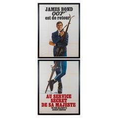 Affiche de sortie française d'origine de James Bond sur le service secret de Sa Majesté, vers 1969