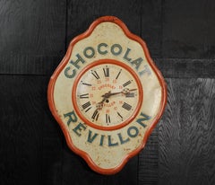 Original French Revillon Chocolate Advertising Wall Clock, Fully Working