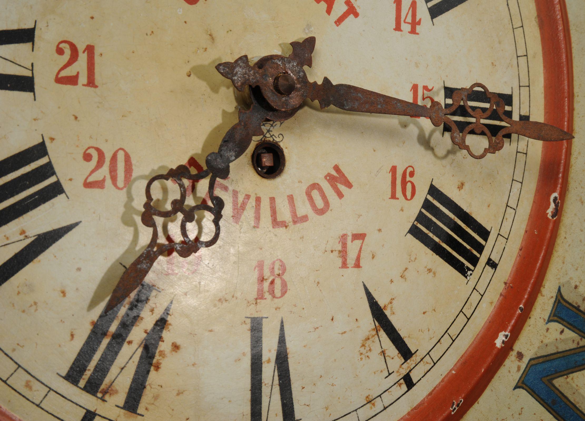 Original French Revillon Chocolate Advertising Wall Clock, Fully Working In Distressed Condition In Belper, Derbyshire