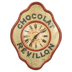 Original French Revillon Chocolate Advertising Wall Clock, Fully Working
