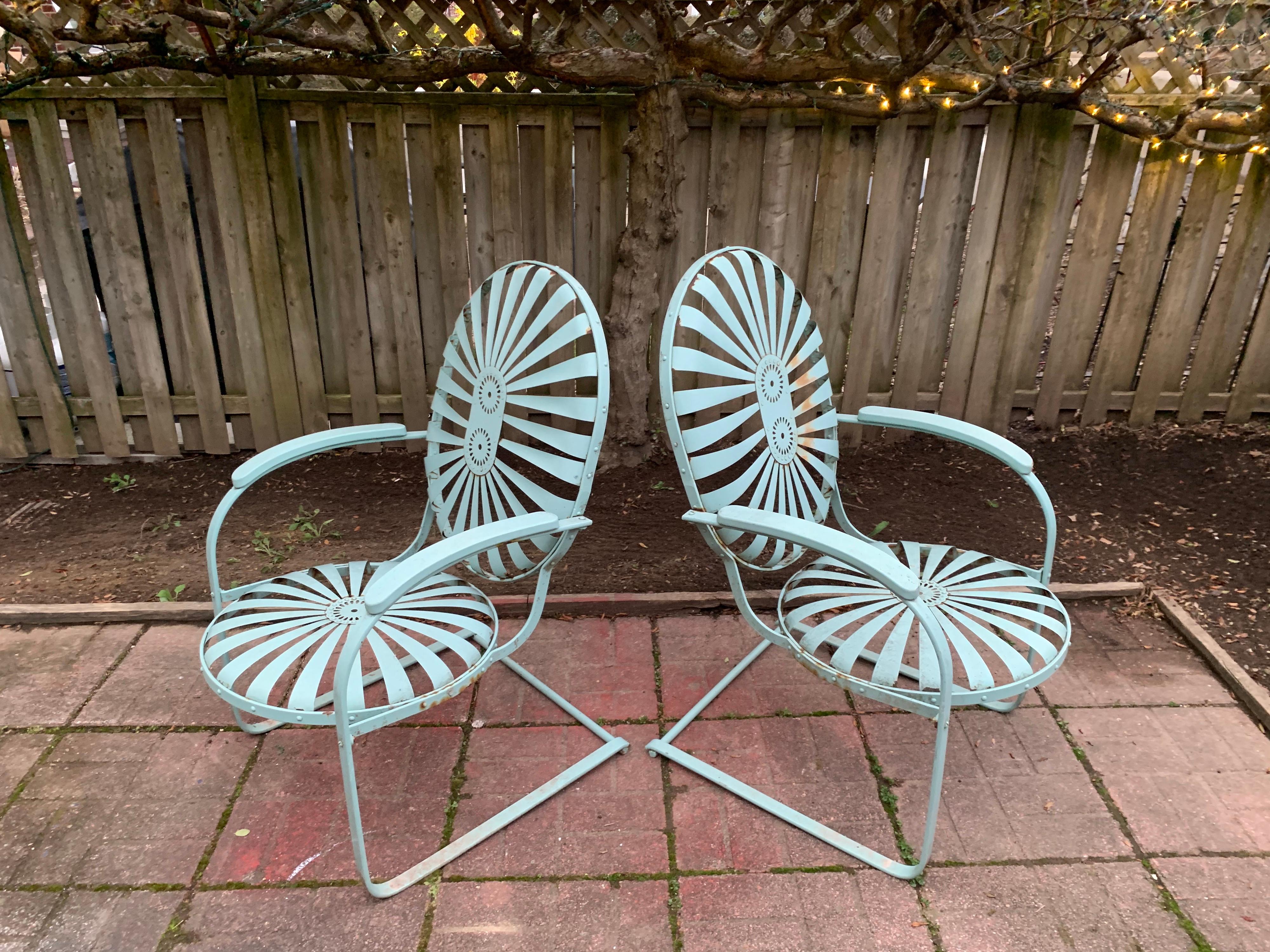 Original French Steel Lounge Chairs by Francois Carre In Good Condition In Philadelphia, PA