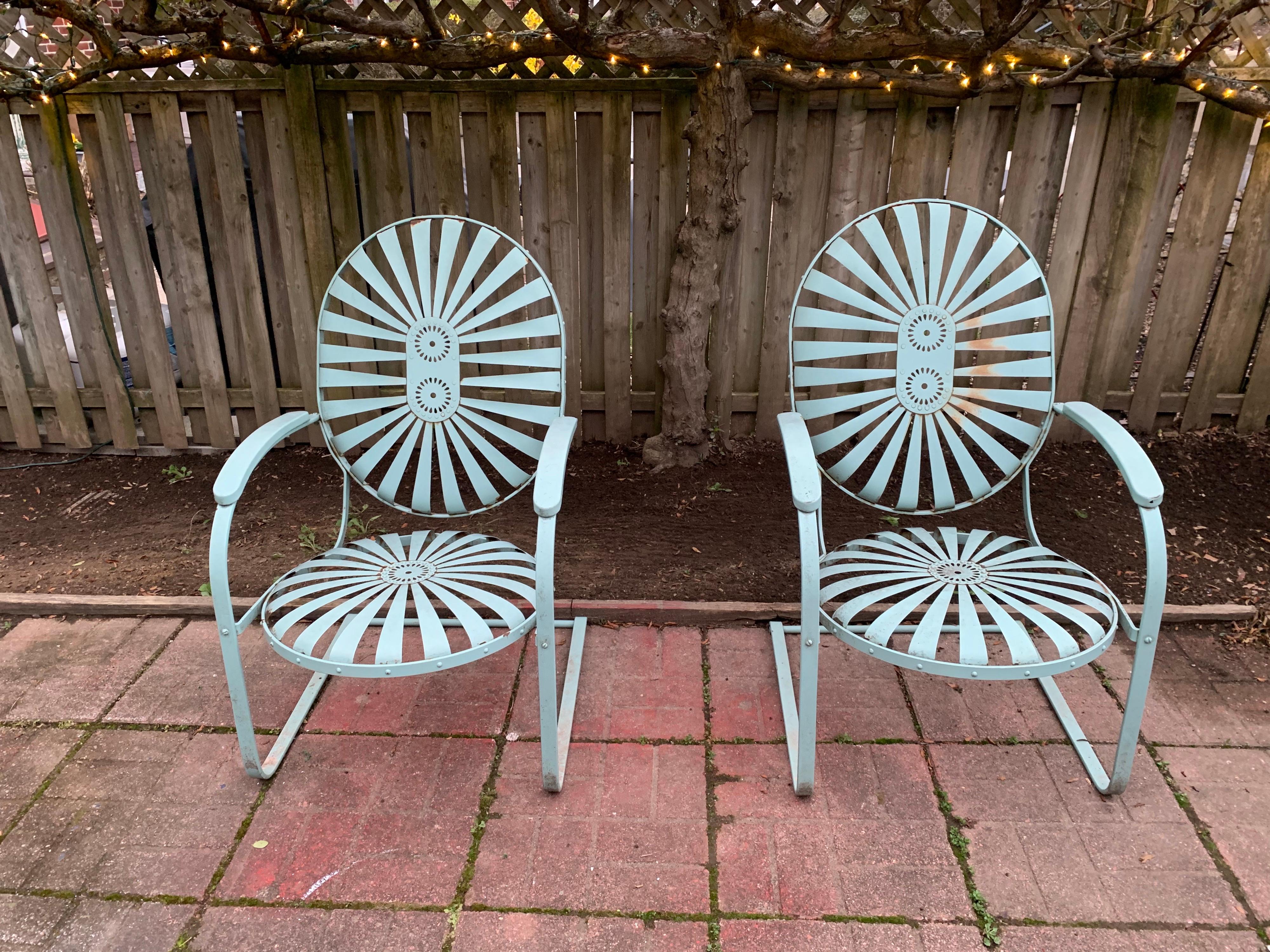 Mid-20th Century Original French Steel Lounge Chairs by Francois Carre