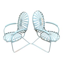 Vintage Original French Steel Lounge Chairs by Francois Carre