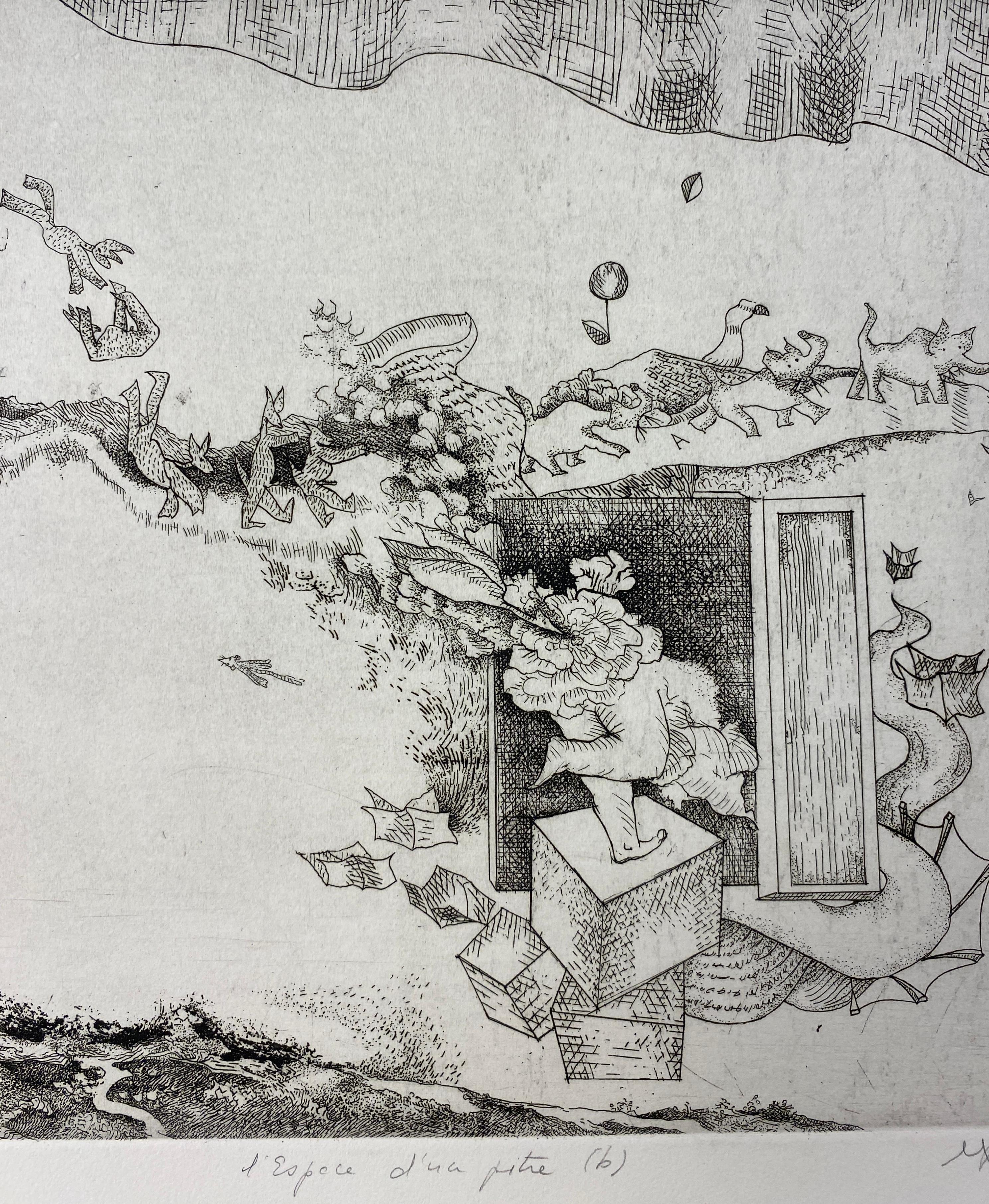 Paper Original French Surrealist Engraving Print For Sale
