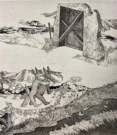 Original French Surrealist Engraving Print titled "l'espace d'un pitre #1/50