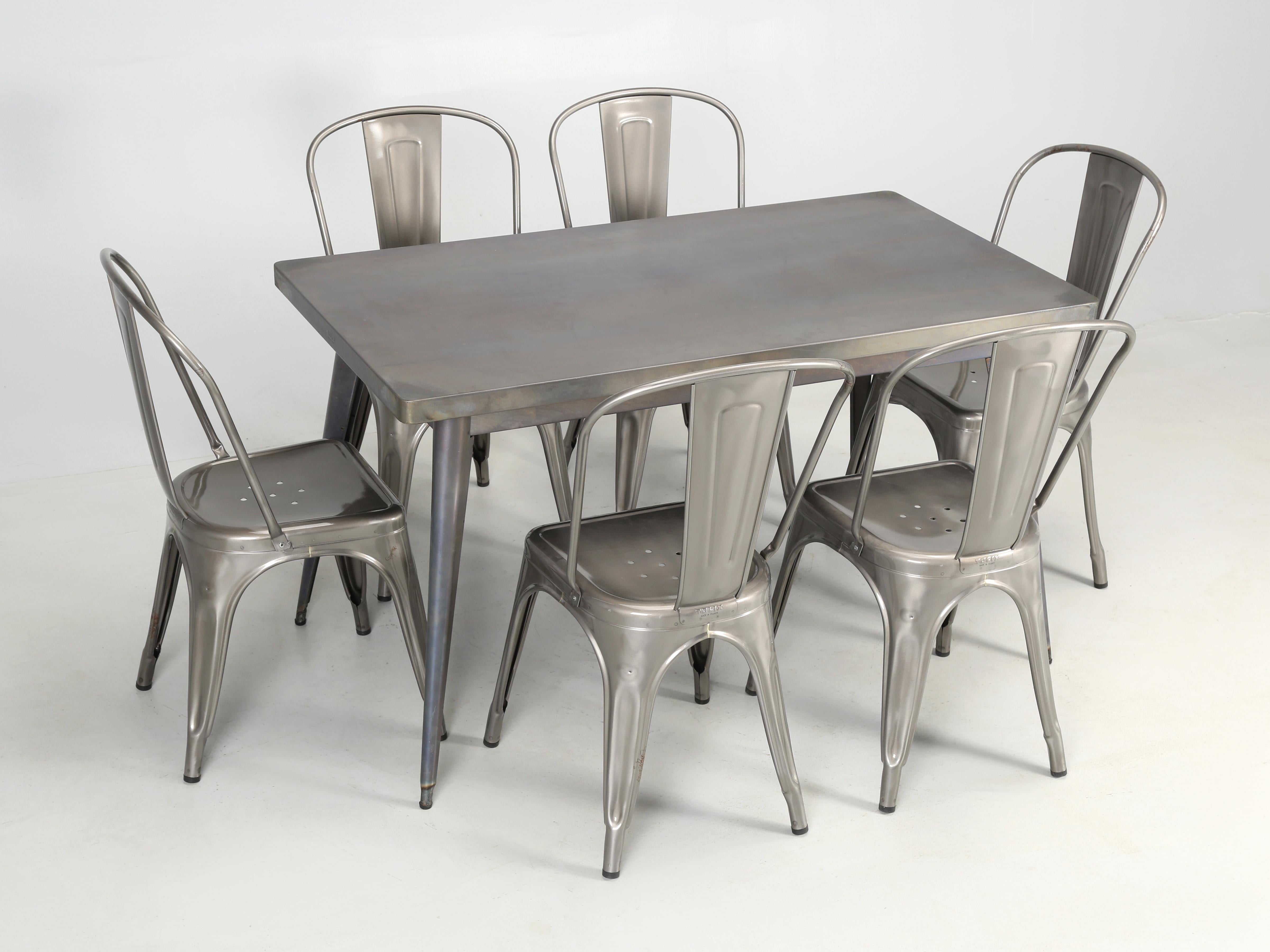 Original French T55 Tolix Rectangular Raw Steel Dining Table Finishing Available For Sale 10
