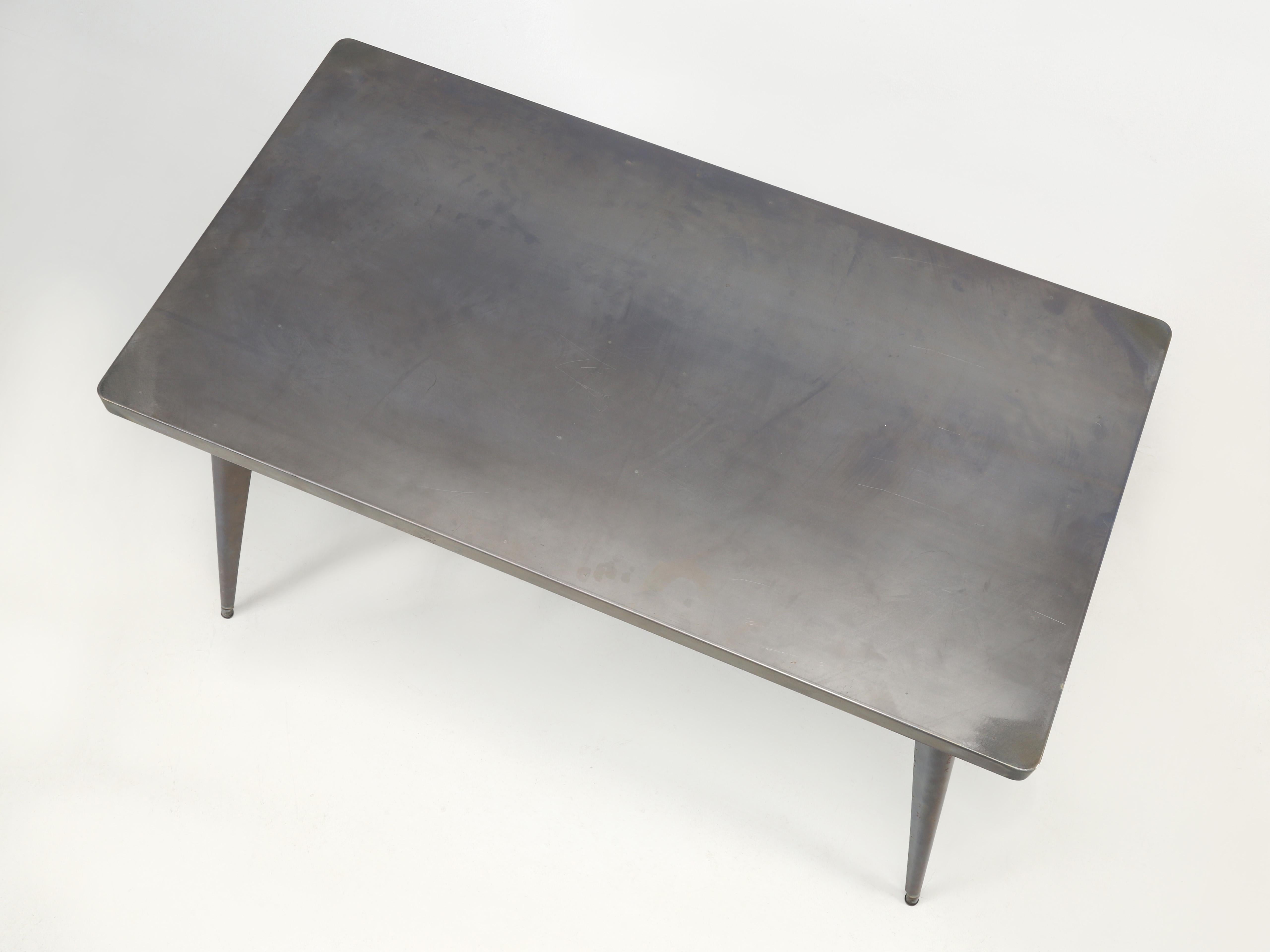 Contemporary Original French T55 Tolix Rectangular Raw Steel Dining Table Finishing Available For Sale