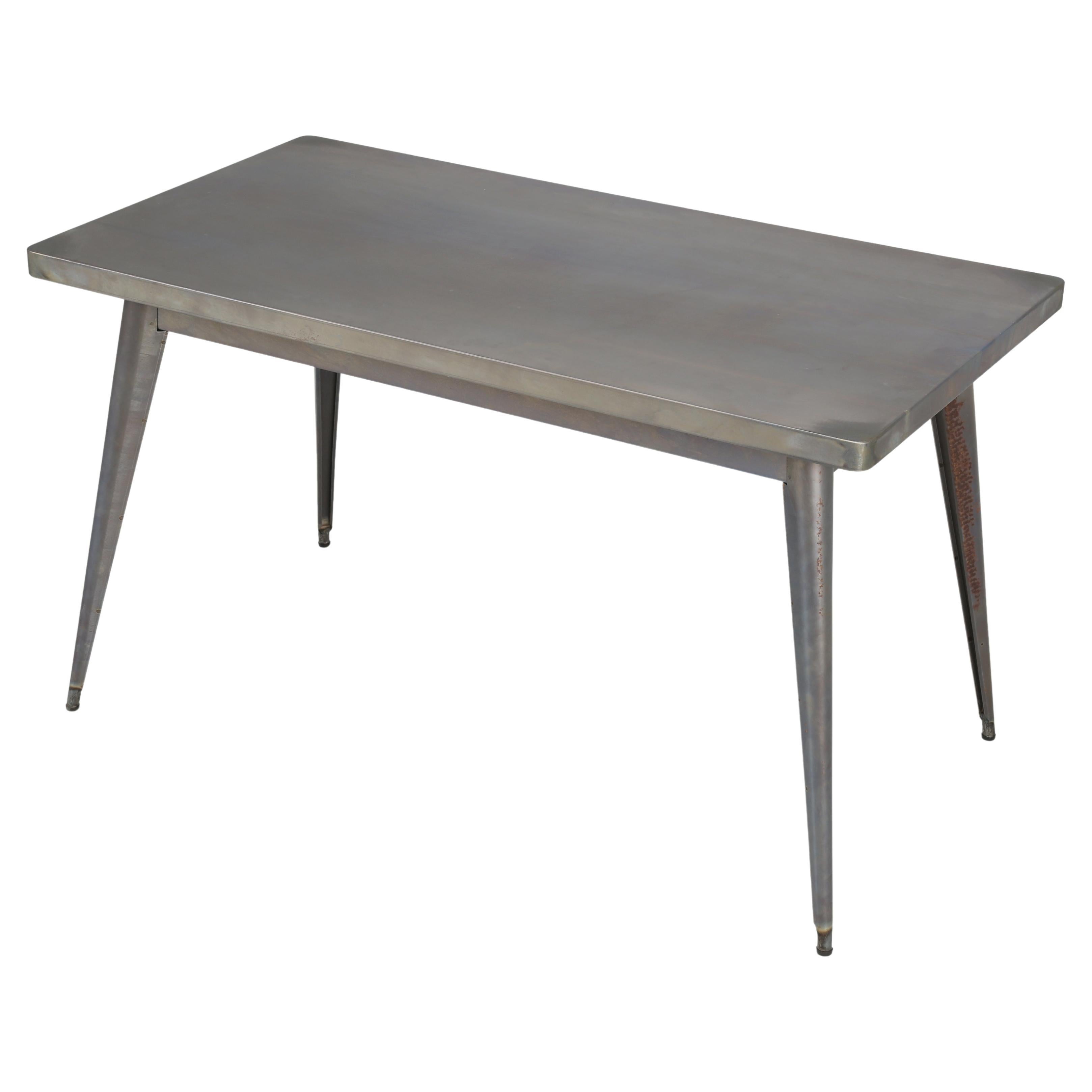 Original French T55 Tolix Rectangular Raw Steel Dining Table Finishing Available