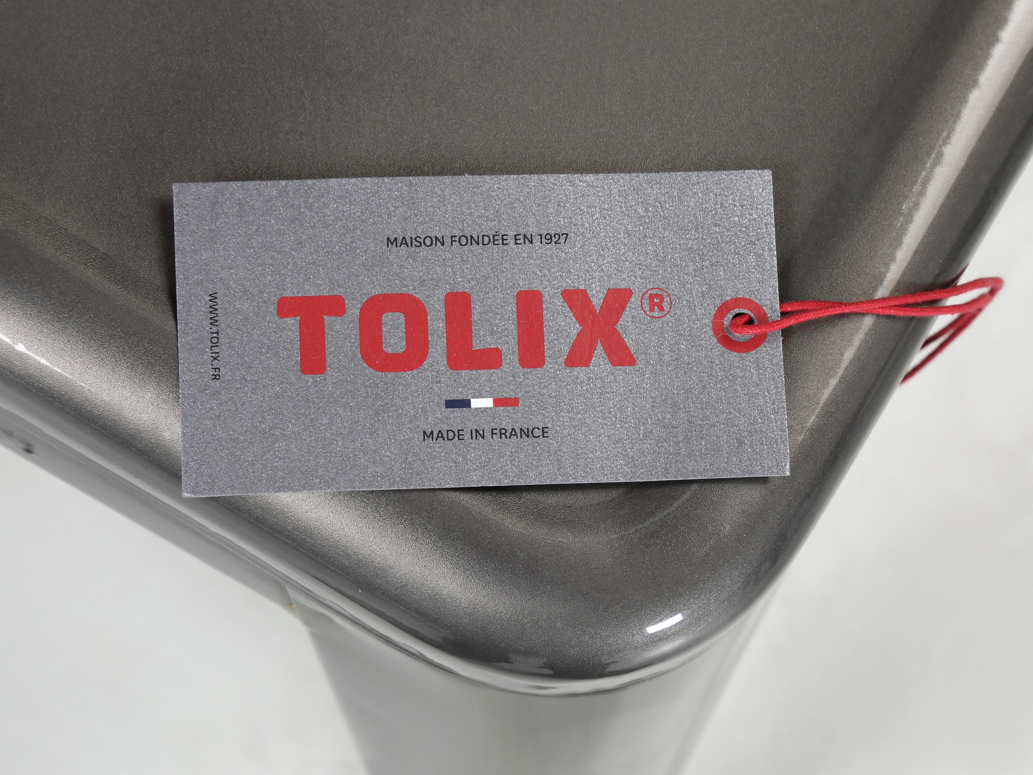 Original French Tolix Glossy Dark Grey Table Height Stools - Set of (4) 18