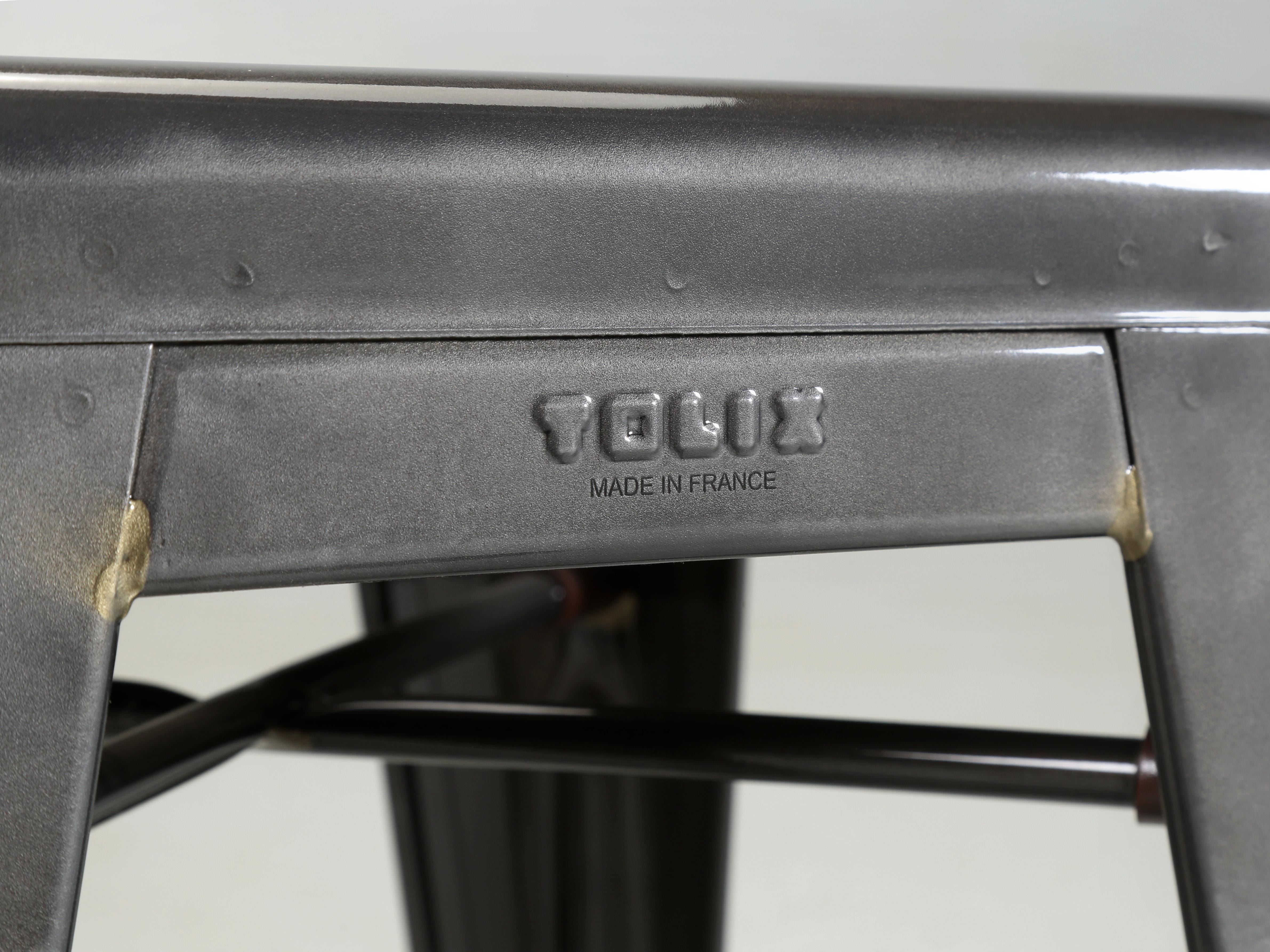 Metal Original French Tolix Glossy Dark Grey Table Height Stools - Set of (4) 18