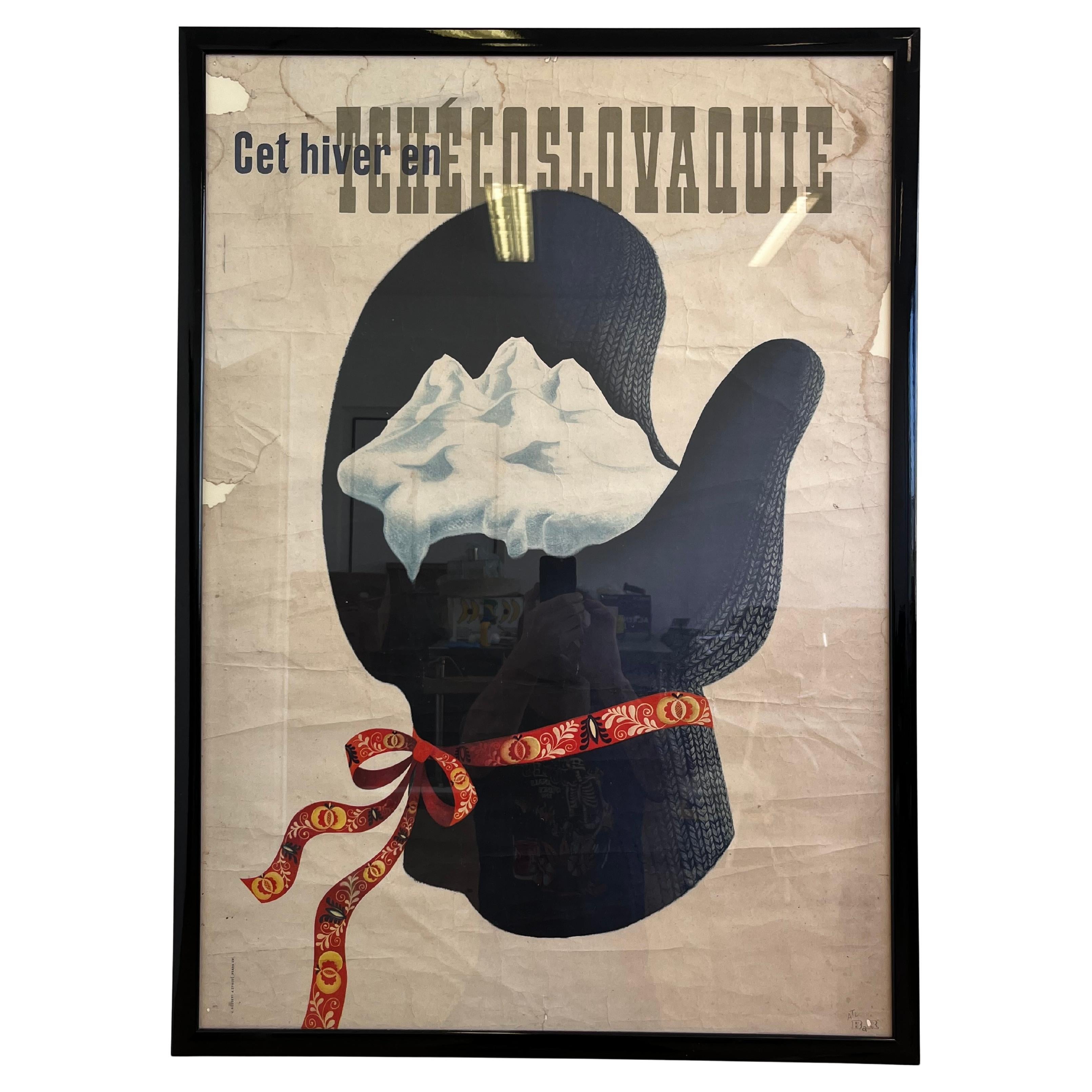 Original french travel poster / winter - Czechoslovakei / around 1940s