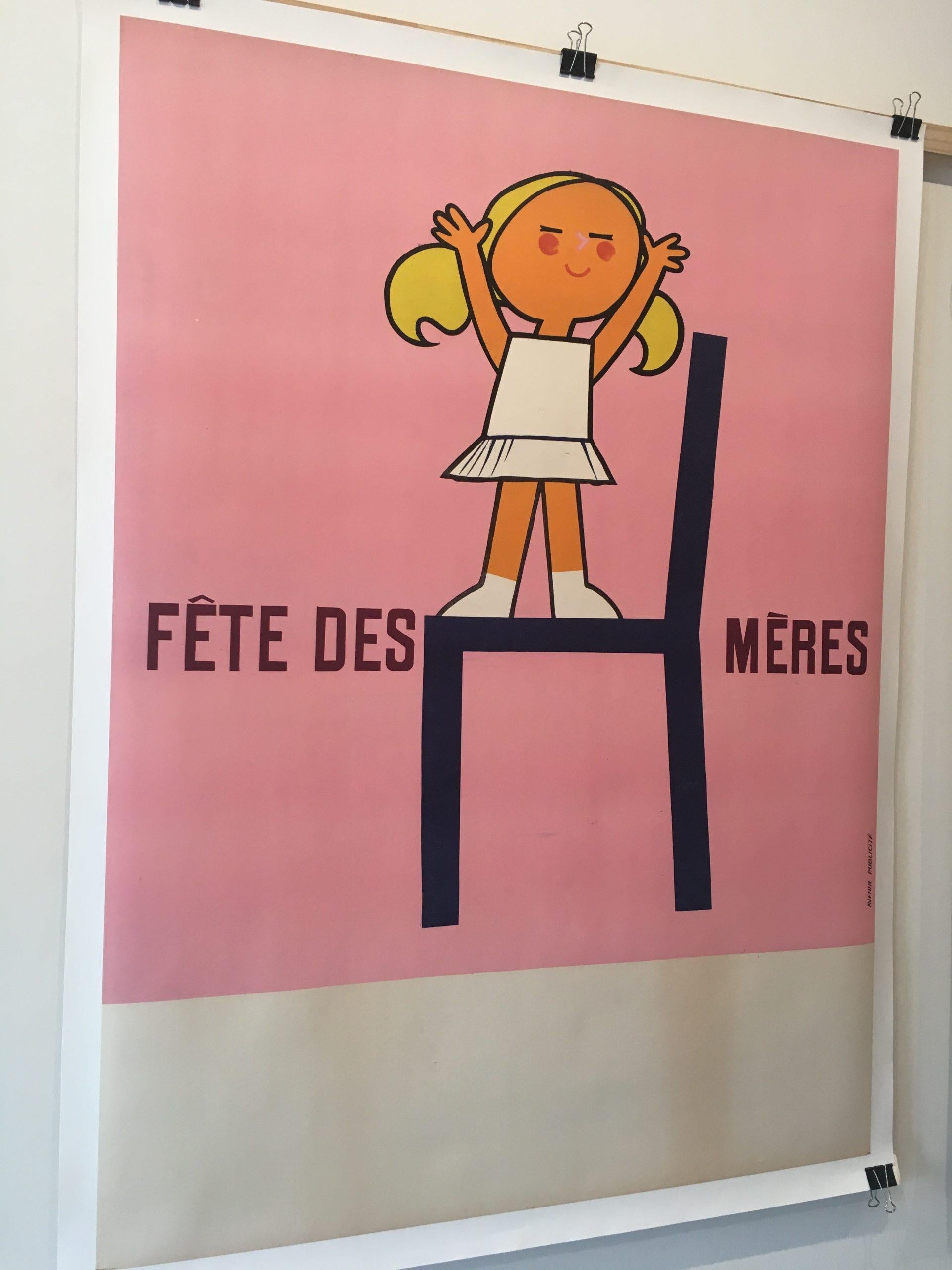 Modern Original French Vintage Poster, 'Fête Des Mères', 1950s, Advertising