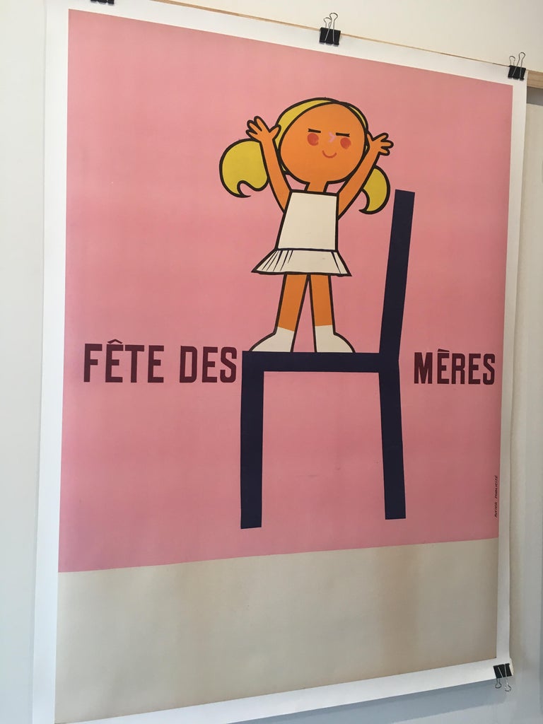 Original French Vintage Poster, 'Fête Des Mères', 1950s, Advertising In Good Condition For Sale In Melbourne, Victoria