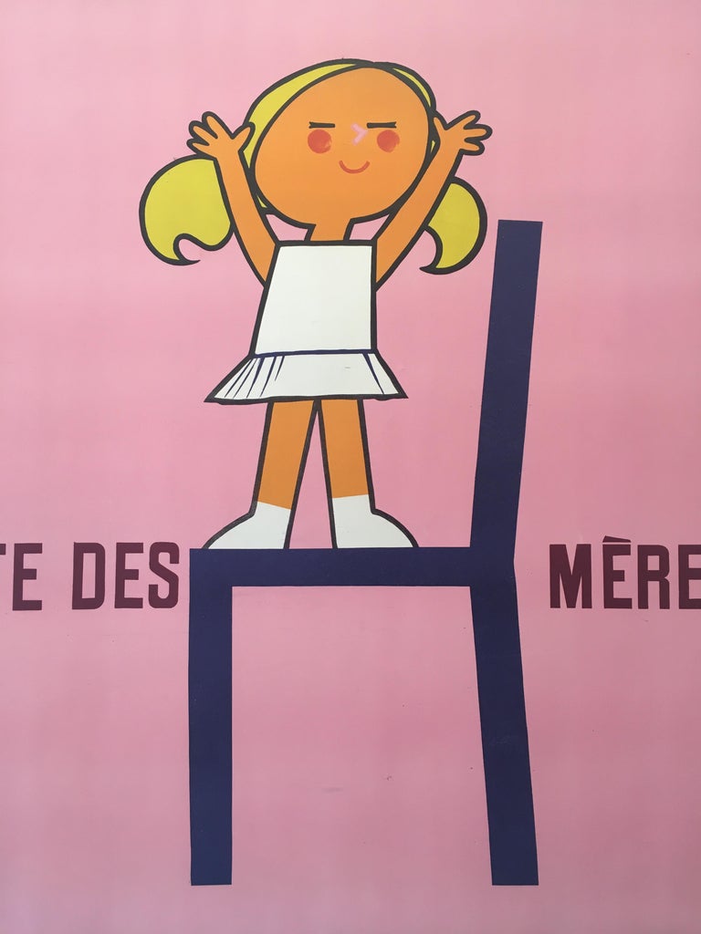 Mid-20th Century Original French Vintage Poster, 'Fête Des Mères', 1950s, Advertising For Sale