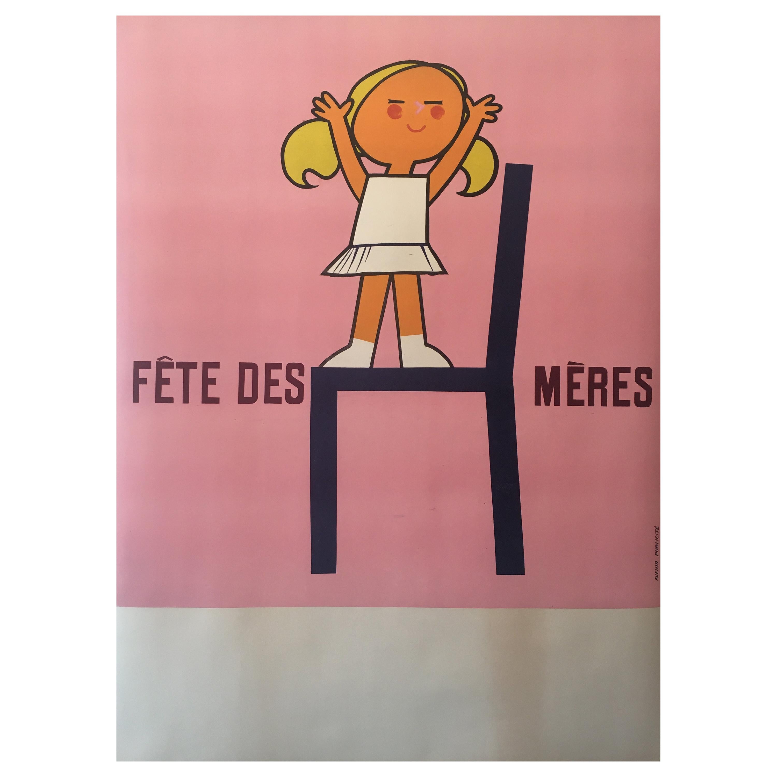 Original French Vintage Poster, 'Fête Des Mères', 1950s, Advertising