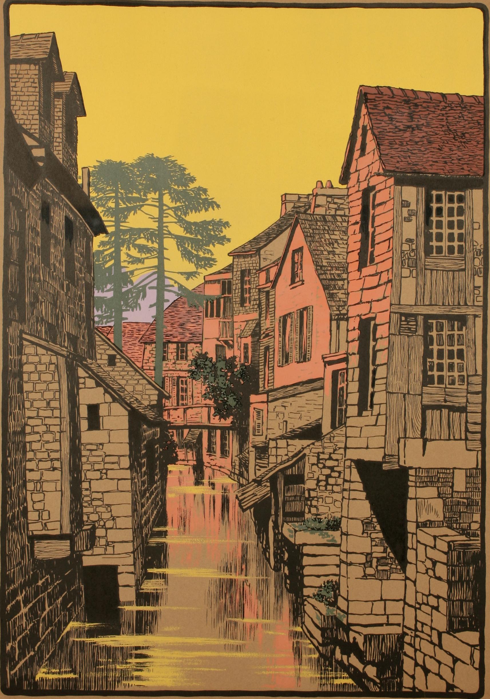 Belle Époque Affiche de voyage française d'origine vintage géo Dorival-Normandie, 1913 en vente