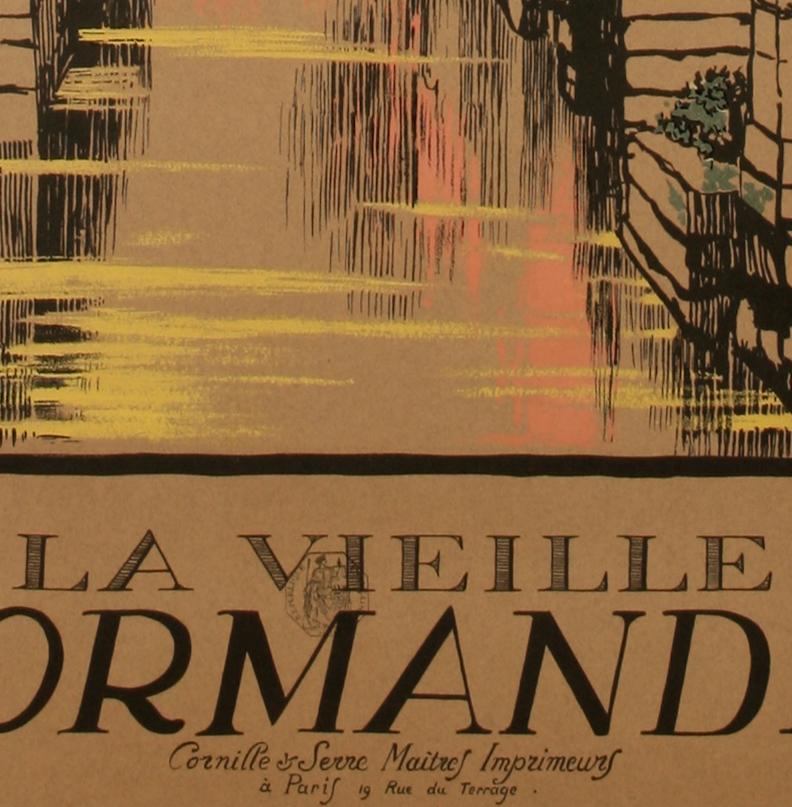 20ième siècle Affiche de voyage française d'origine vintage géo Dorival-Normandie, 1913 en vente