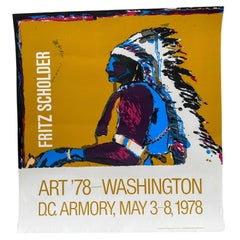Póster serigrafiado original de la exposición "Art '78" de Fritz Scholder