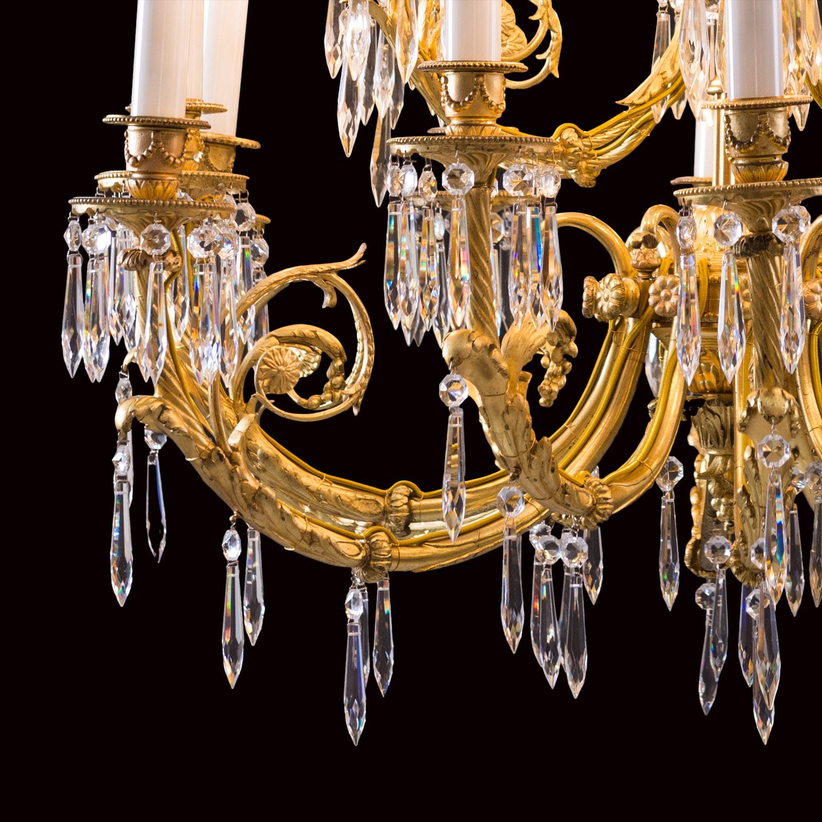 Baroque Revival Original from 1880 Austro Hungary Baroque Style Chandelier, Gidet Brass For Sale