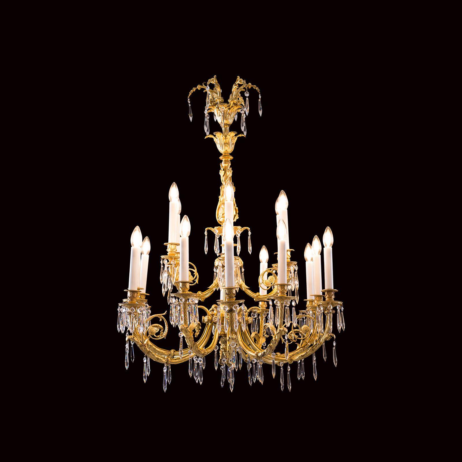 Baroque Revival Original from 1880 Austro Hungary Baroque Style Chandelier, Gidet Brass For Sale