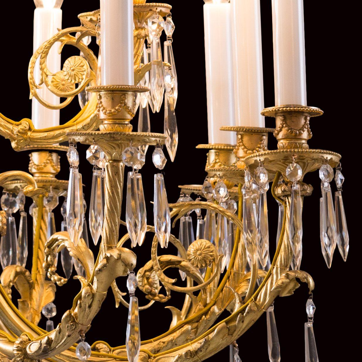 Austrian Original from 1880 Austro Hungary Baroque Style Chandelier, Gidet Brass For Sale