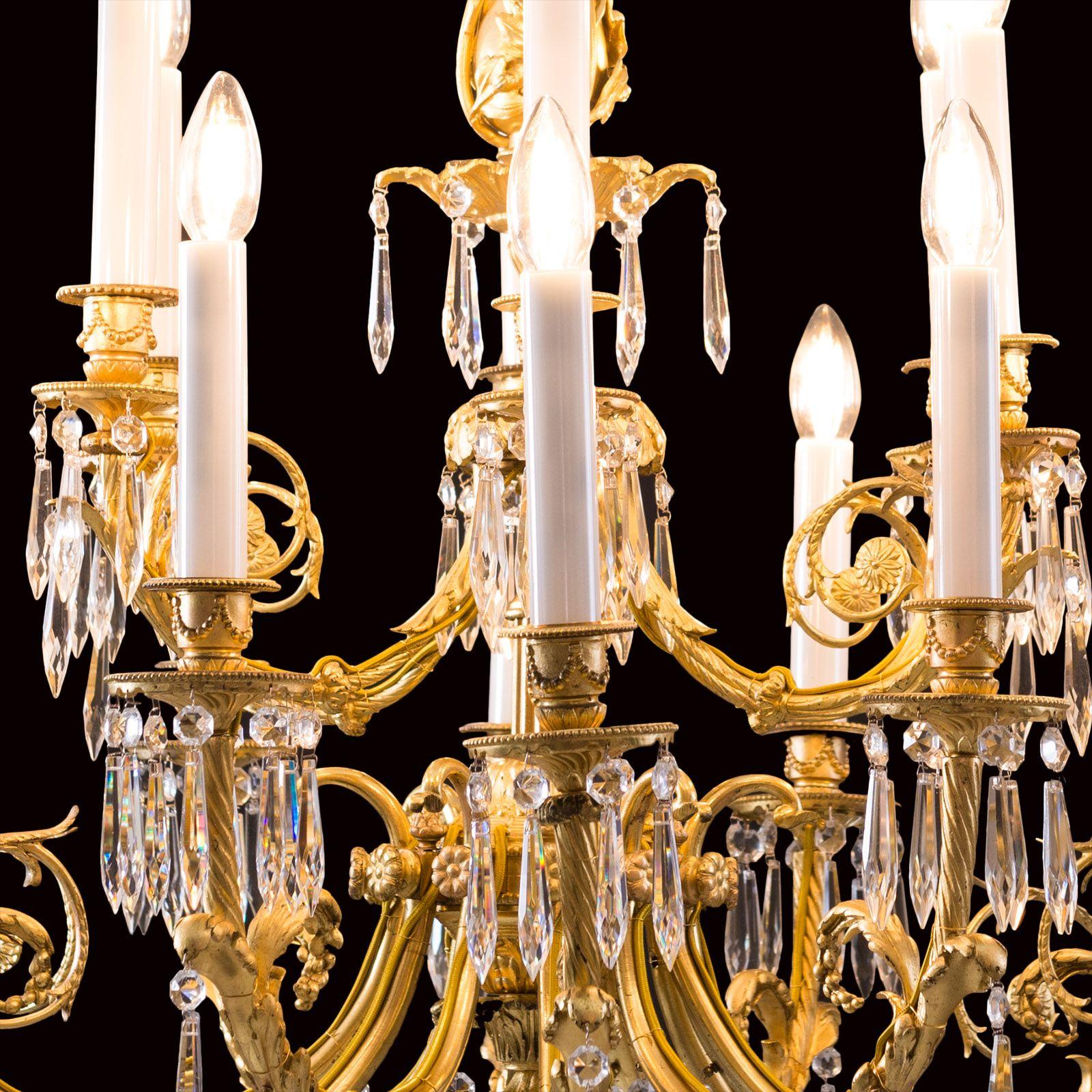 Hand-Crafted Original from 1880 Austro Hungary Baroque Style Chandelier, Gidet Brass For Sale