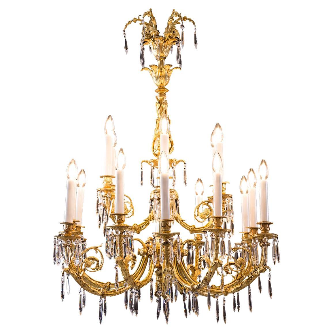 Original from 1880 Austro Hungary Baroque Style Chandelier, Gidet Brass For Sale