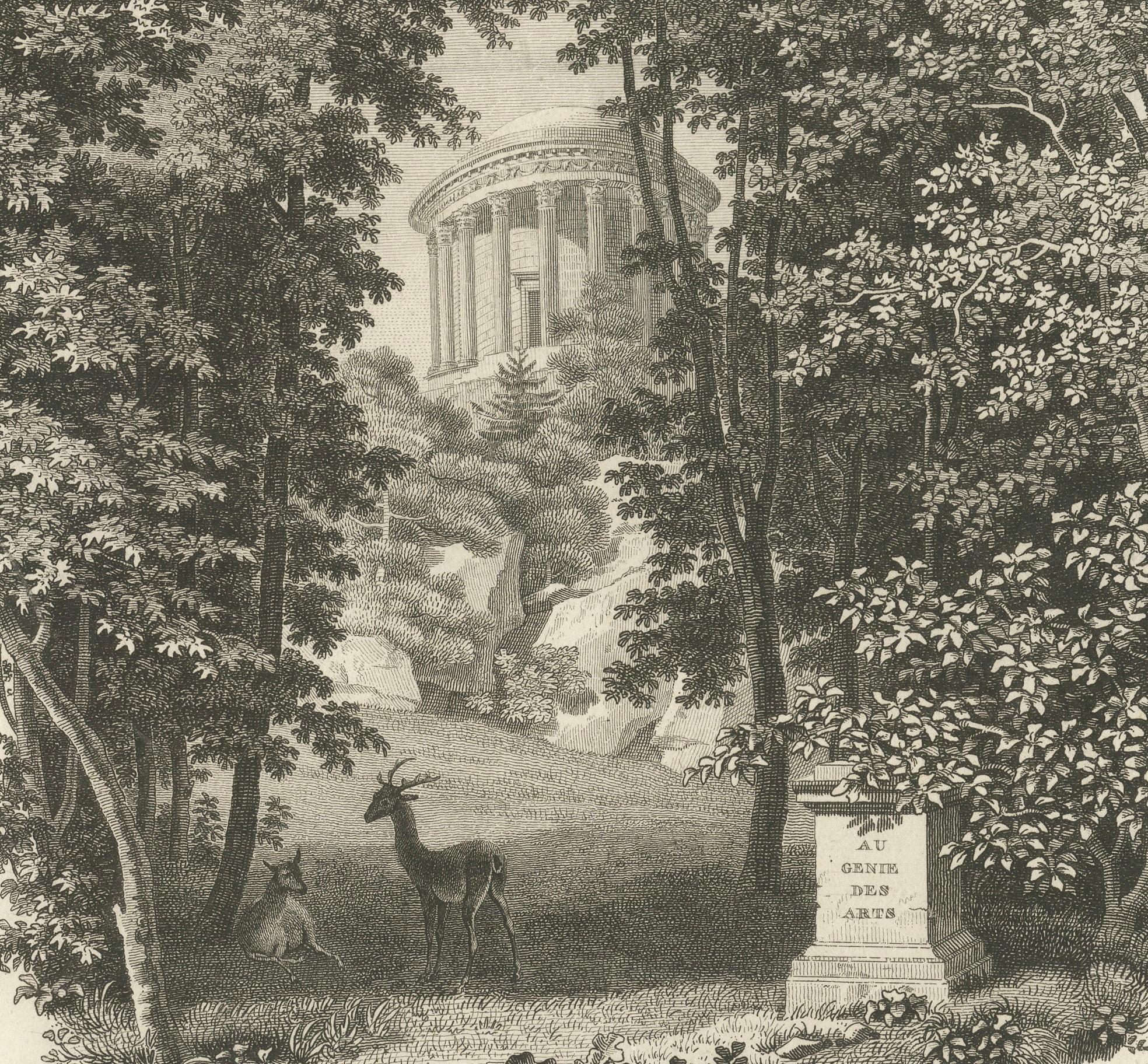 Original Frontispiece Depicting the Gardens of Méréville, 1808 In Good Condition For Sale In Langweer, NL