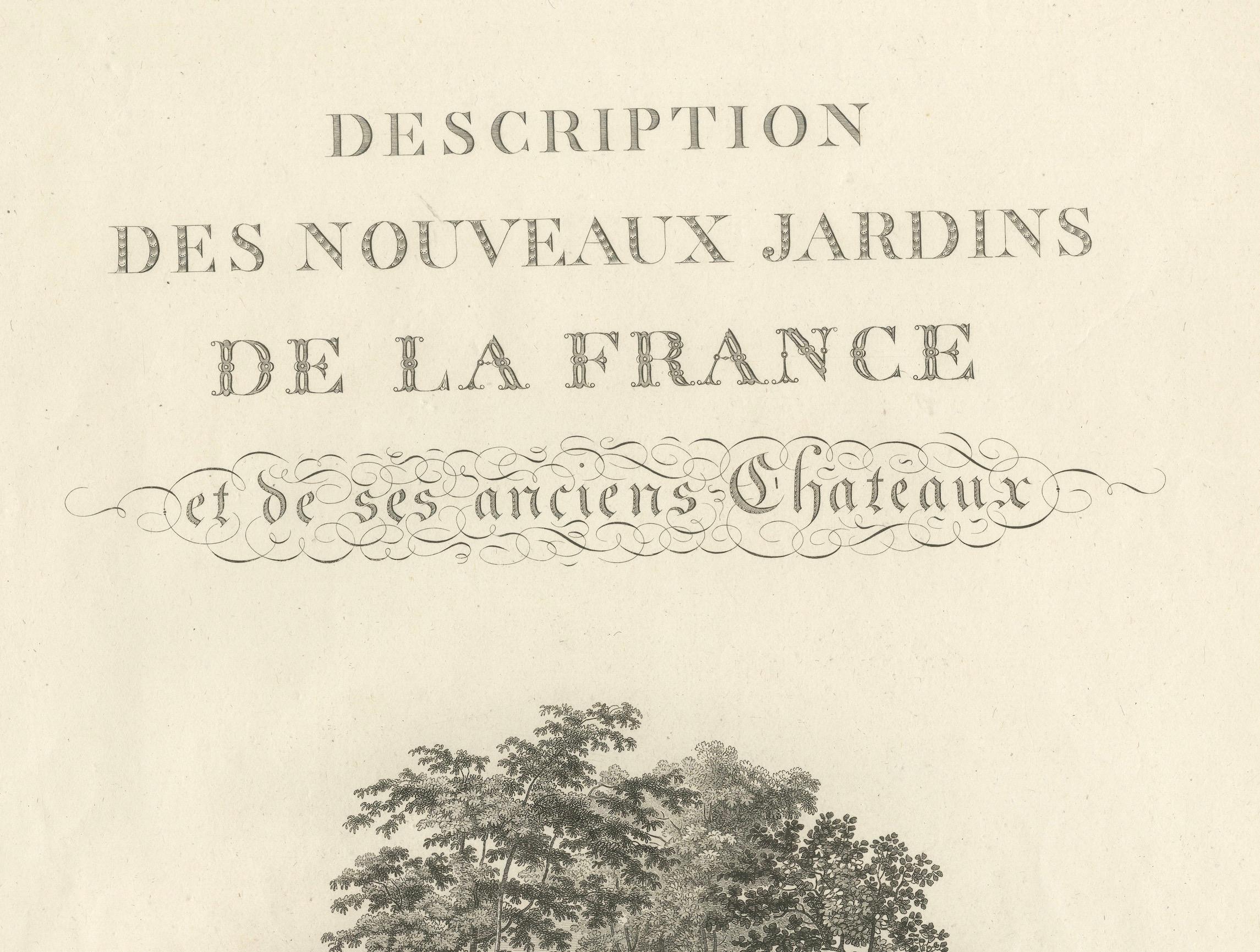 Early 19th Century Original Frontispiece Depicting the Gardens of Méréville, 1808 For Sale