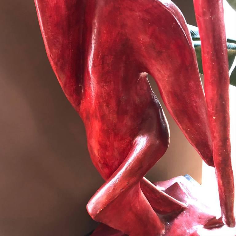 Original Futurist Art Deco Red Sculpture in Reinforced Concrete Signed by D. Fee In Excellent Condition In Milan, IT
