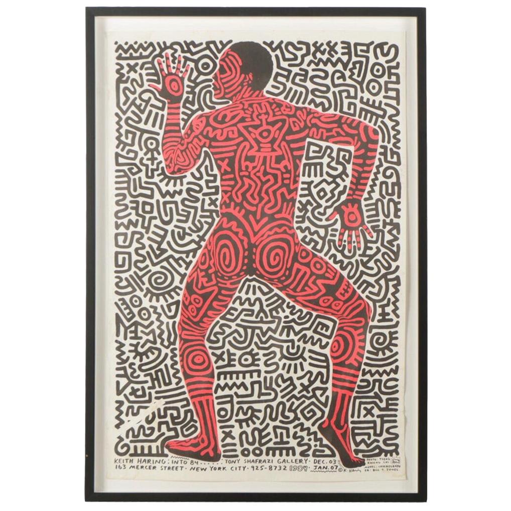 Original Gallery Poster by Keith Haring "into 84, Tony Shafrazi Gallery