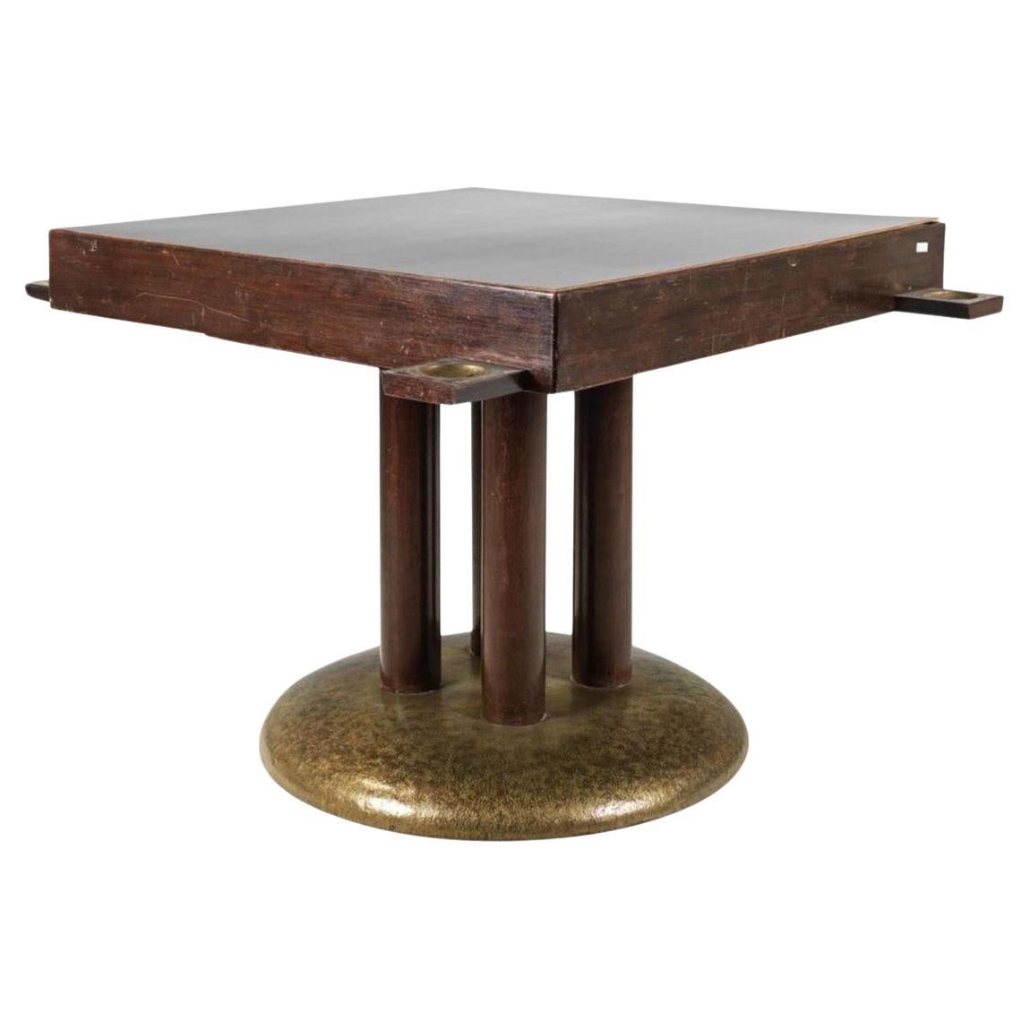 Original Gambling Table in the Style of Adolf Loos 1910 with Brass Chip-Bowls For Sale
