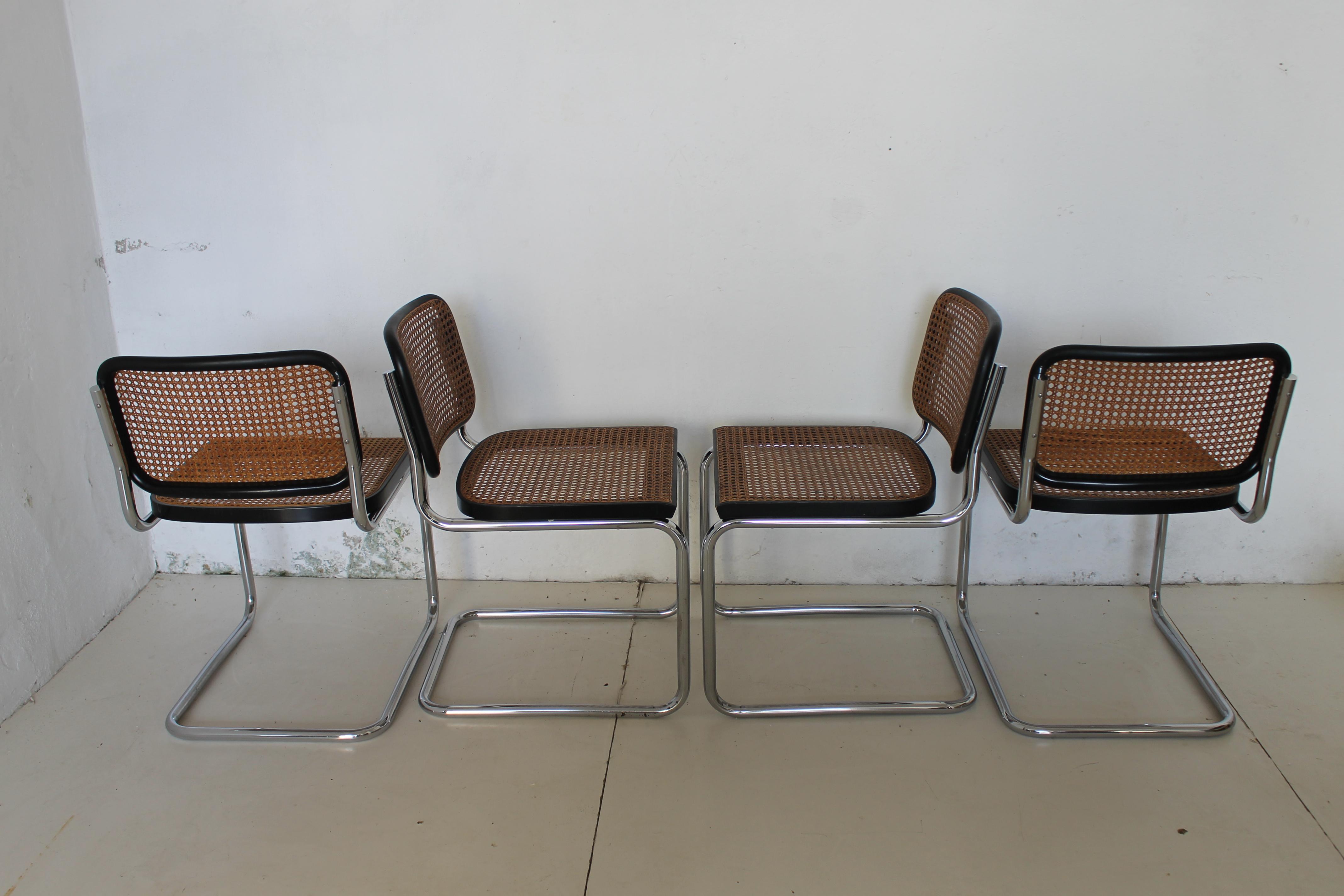 italien Ensemble original Gavina de quatre chaises « Césca » de M. Breuer, 1965 en vente