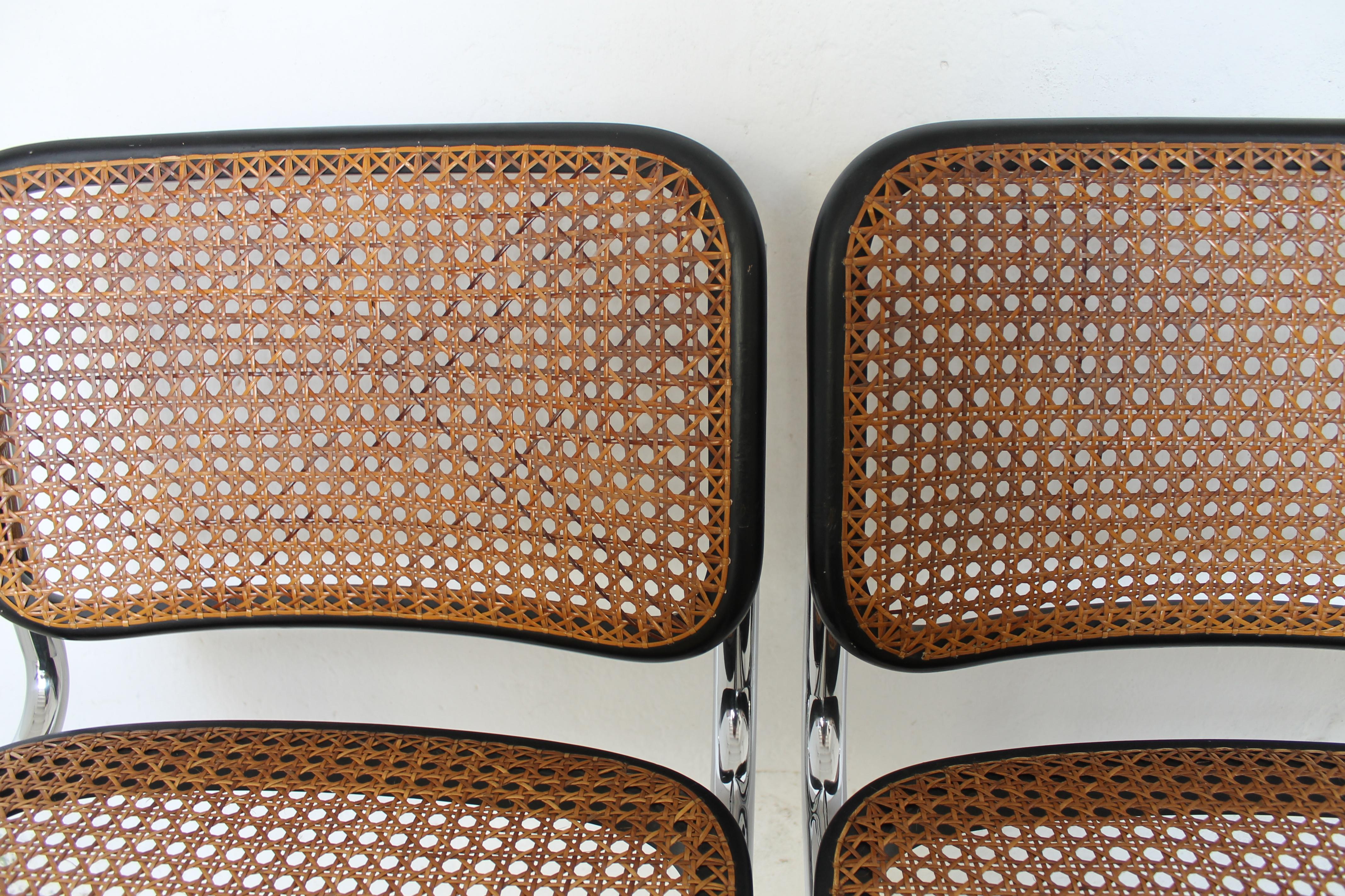Milieu du XXe siècle Ensemble original Gavina de quatre chaises « Césca » de M. Breuer, 1965 en vente