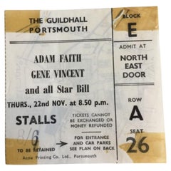 Used Original Gene Vincent concert ticket