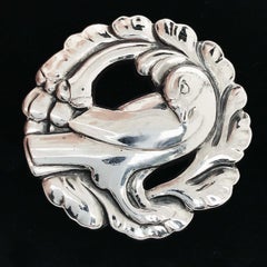 Original Georg Jensen 1945, Art Nouveau Denmark Bird Sterling Silver Bird Pin
