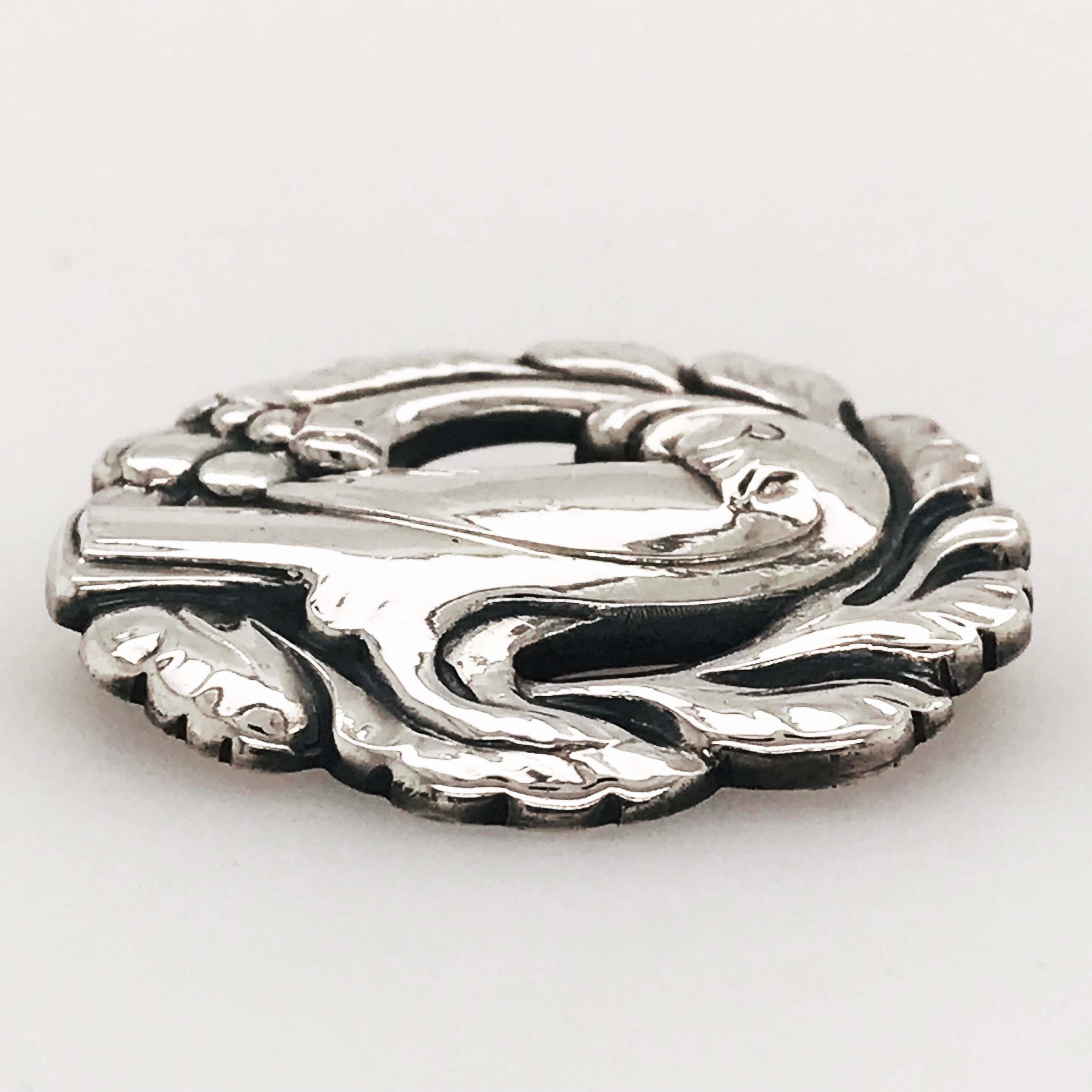 Original Georg Jensen 1945, Art Nouveau Denmark Bird Sterling Silver Bird Pin 1