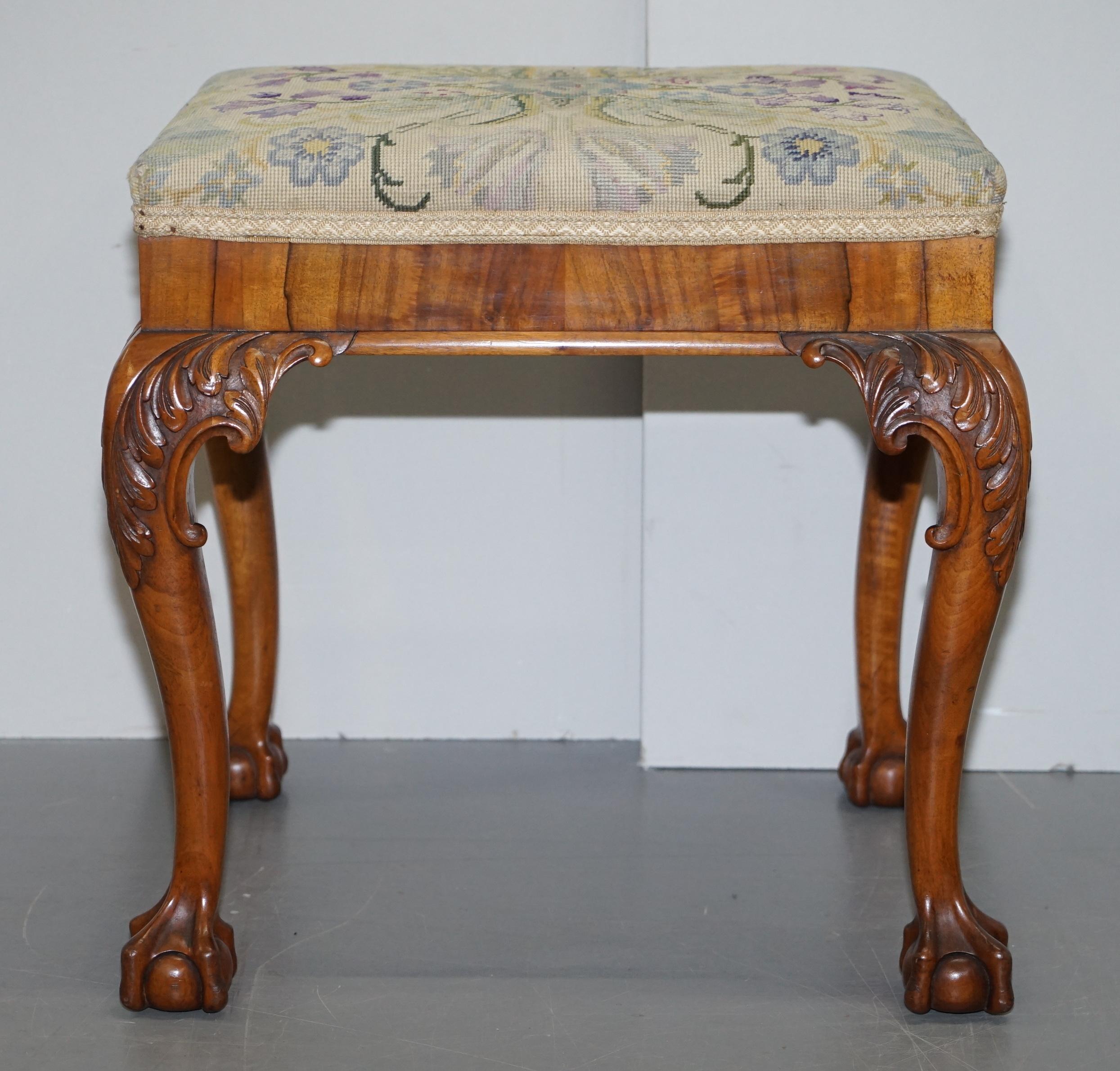 We are delighted to offer for sale this very rare original George III circa 1760 hand sawn stool in walnut

A very good looking collectable and rare stool. As you can see by the pictures of the base this is an early hand sawn piece, typically