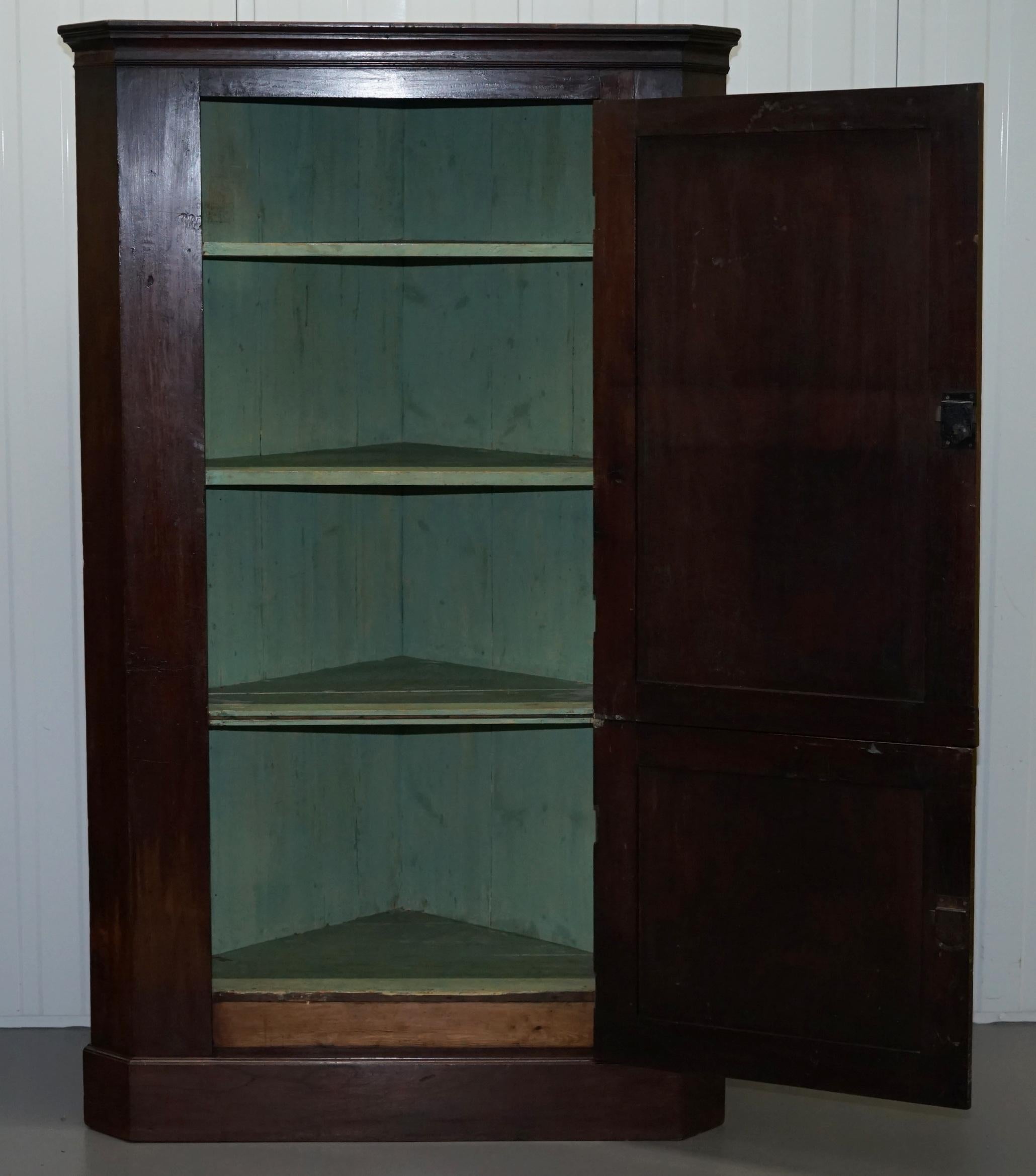 Original George III circa 1760 Solid Hardwood Corner Cupboard Large Bookcase For Sale 11