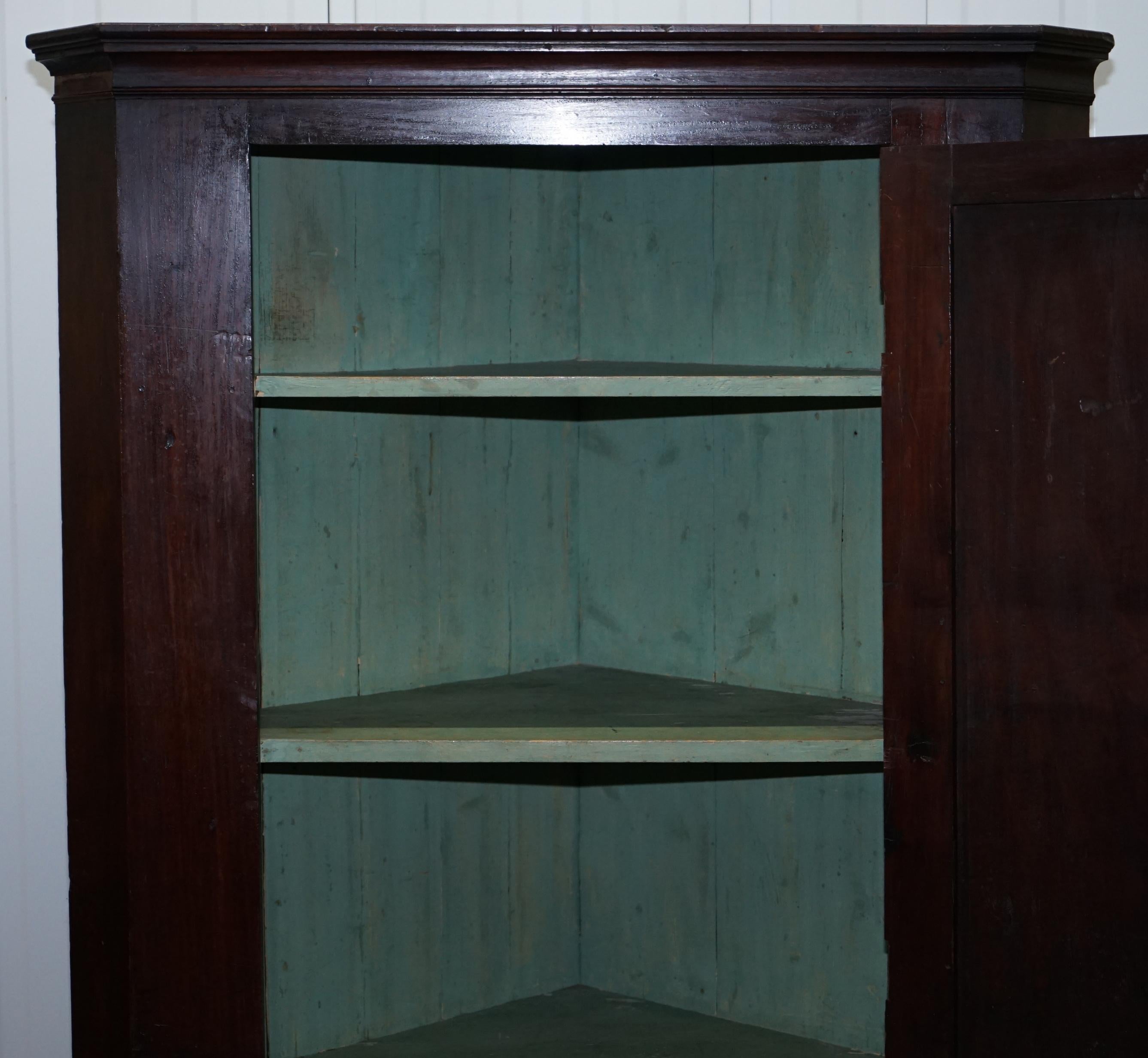 Original George III circa 1760 Solid Hardwood Corner Cupboard Large Bookcase For Sale 13