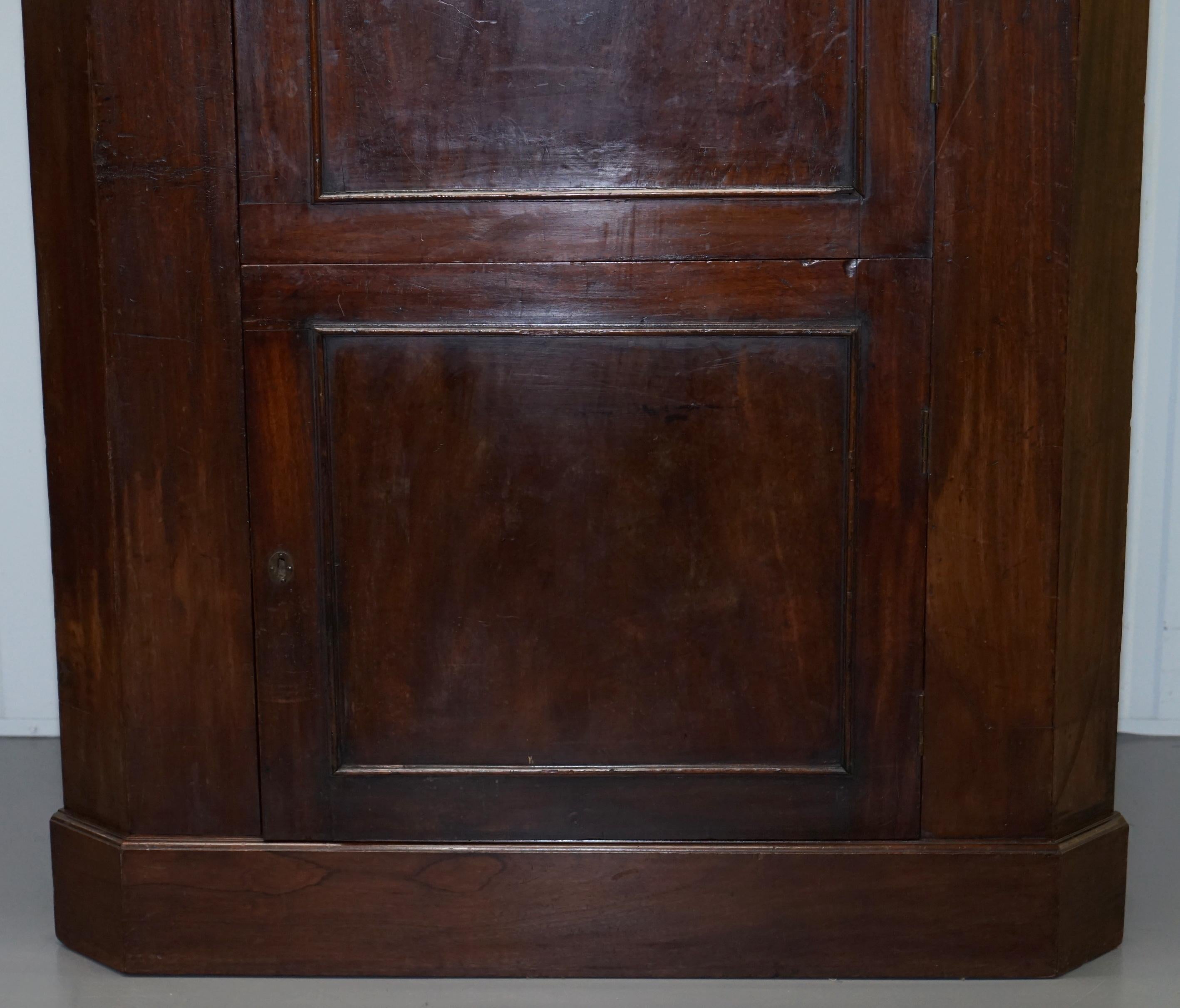 Hand-Crafted Original George III circa 1760 Solid Hardwood Corner Cupboard Large Bookcase For Sale