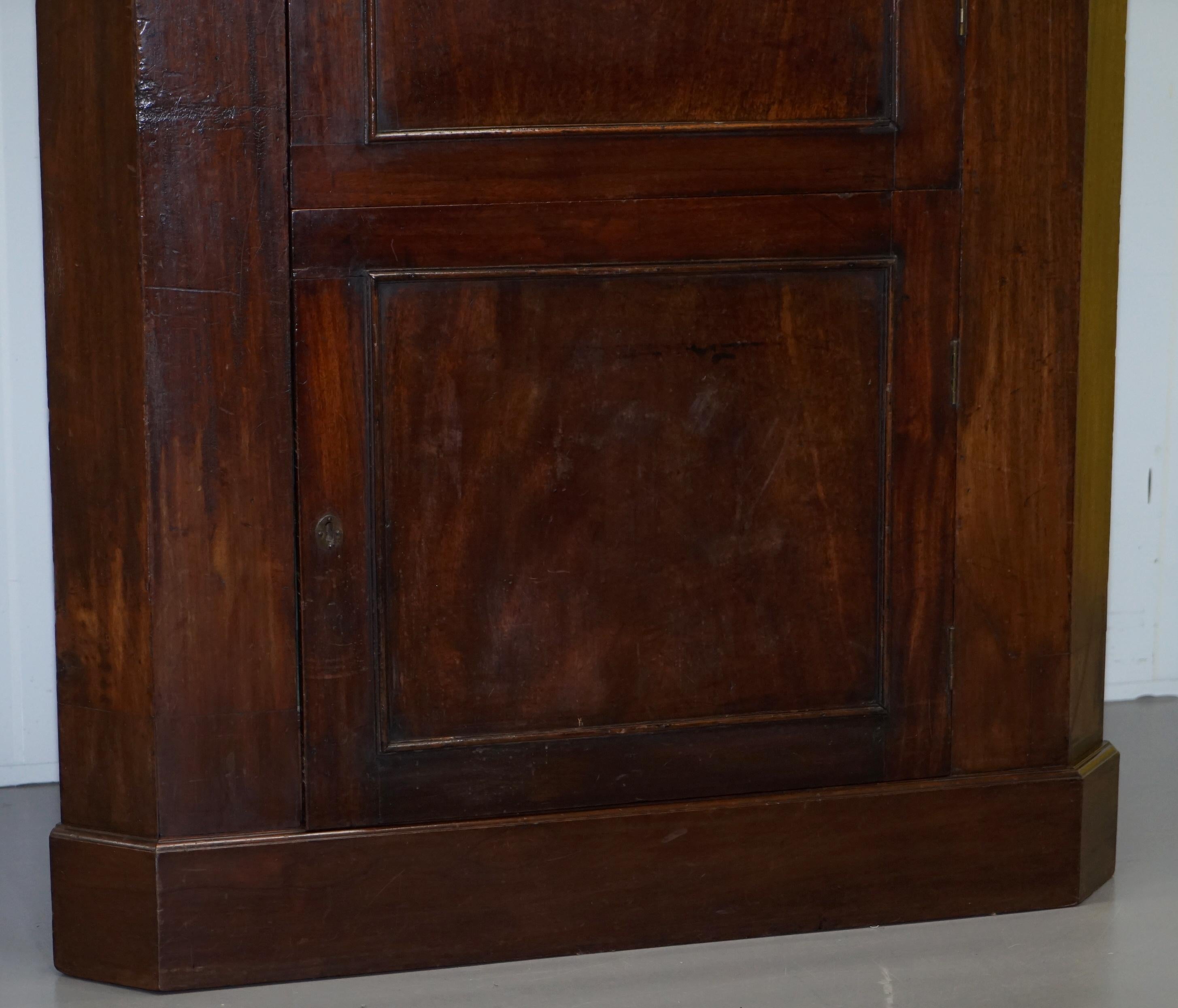 Original George III circa 1760 Solid Hardwood Corner Cupboard Large Bookcase For Sale 1