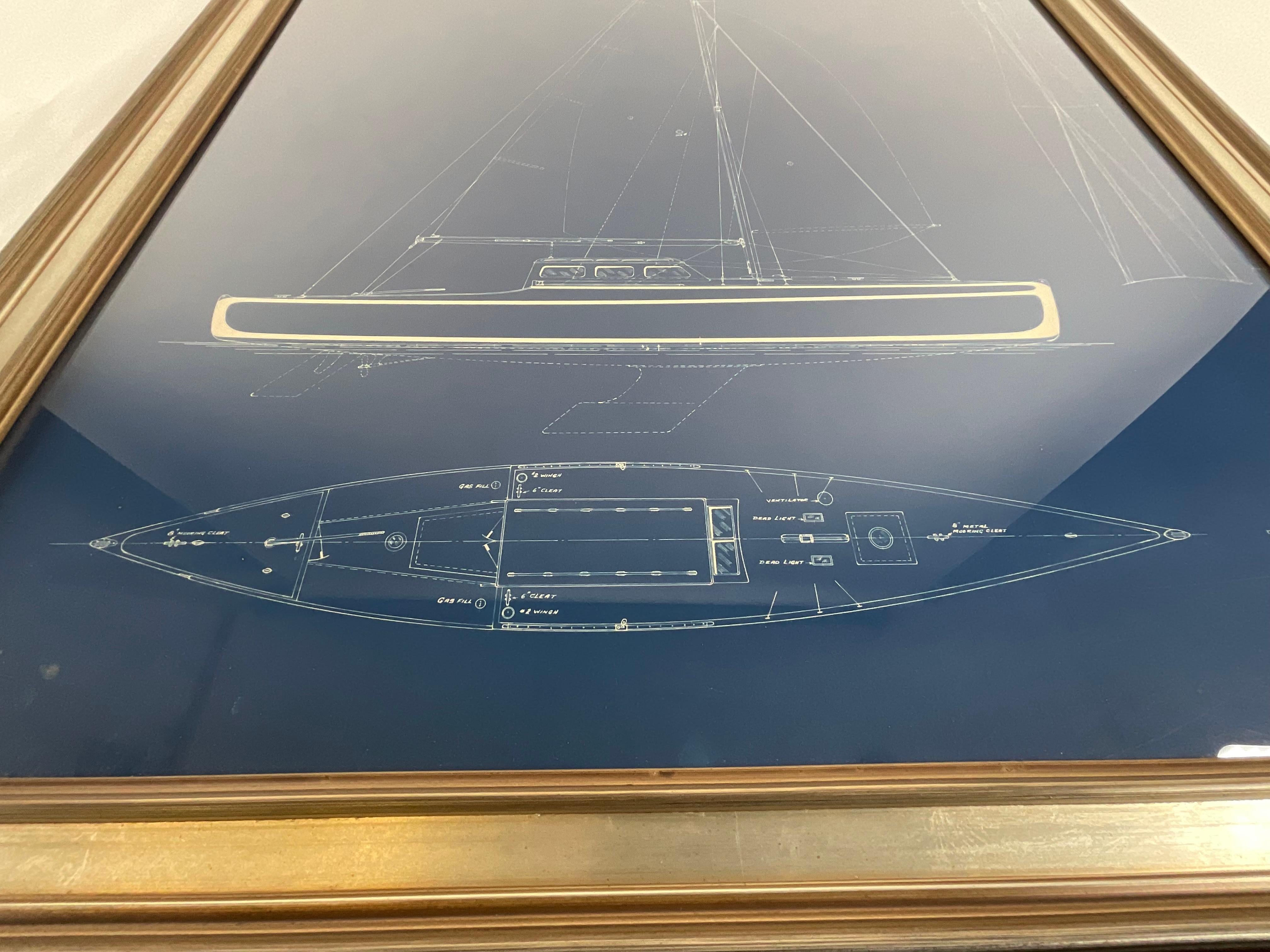 Mid-20th Century Original George Lawley Yacht Blueprint