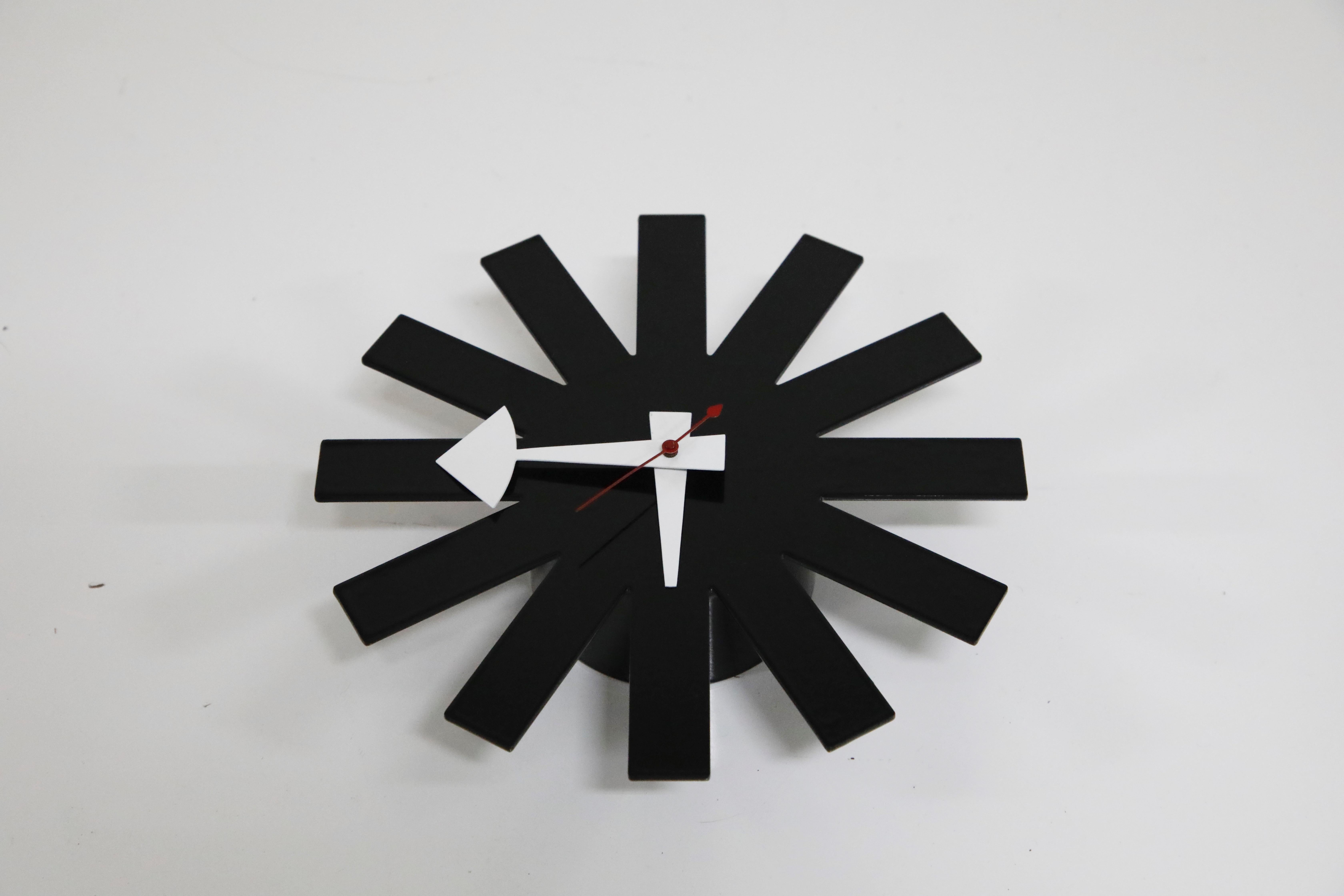Brass Original George Nelson for Howard Miller Black 'Asterisk' Wall Clock, circa 1960
