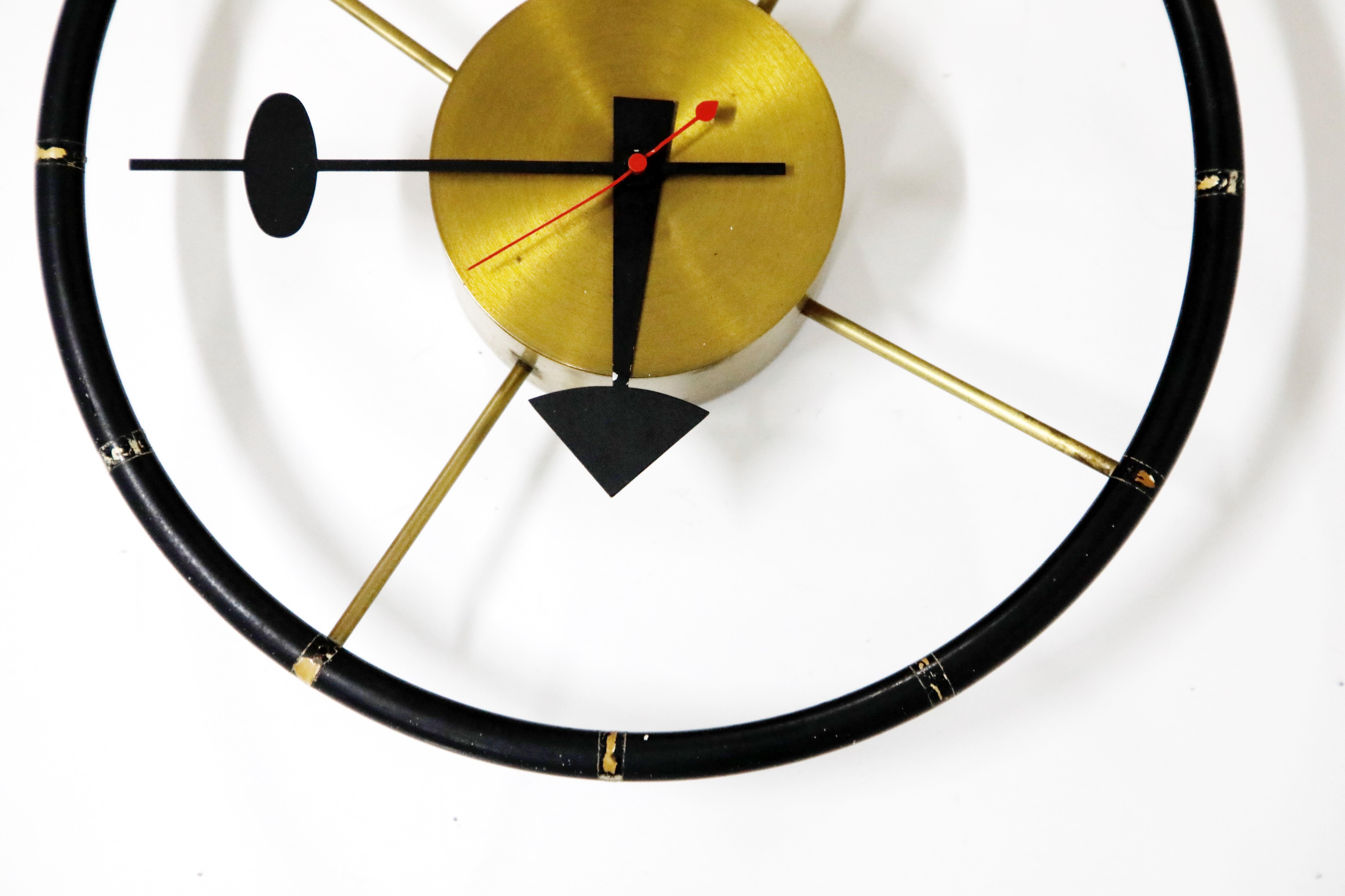 Mid-Century Modern Original George Nelson for Howard Miller Model 4756 'Steering Wheel' Wall Clock