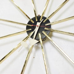 Original George Nelson for Howard Miller Modern Spike Sunburst Brass Clock 1960s