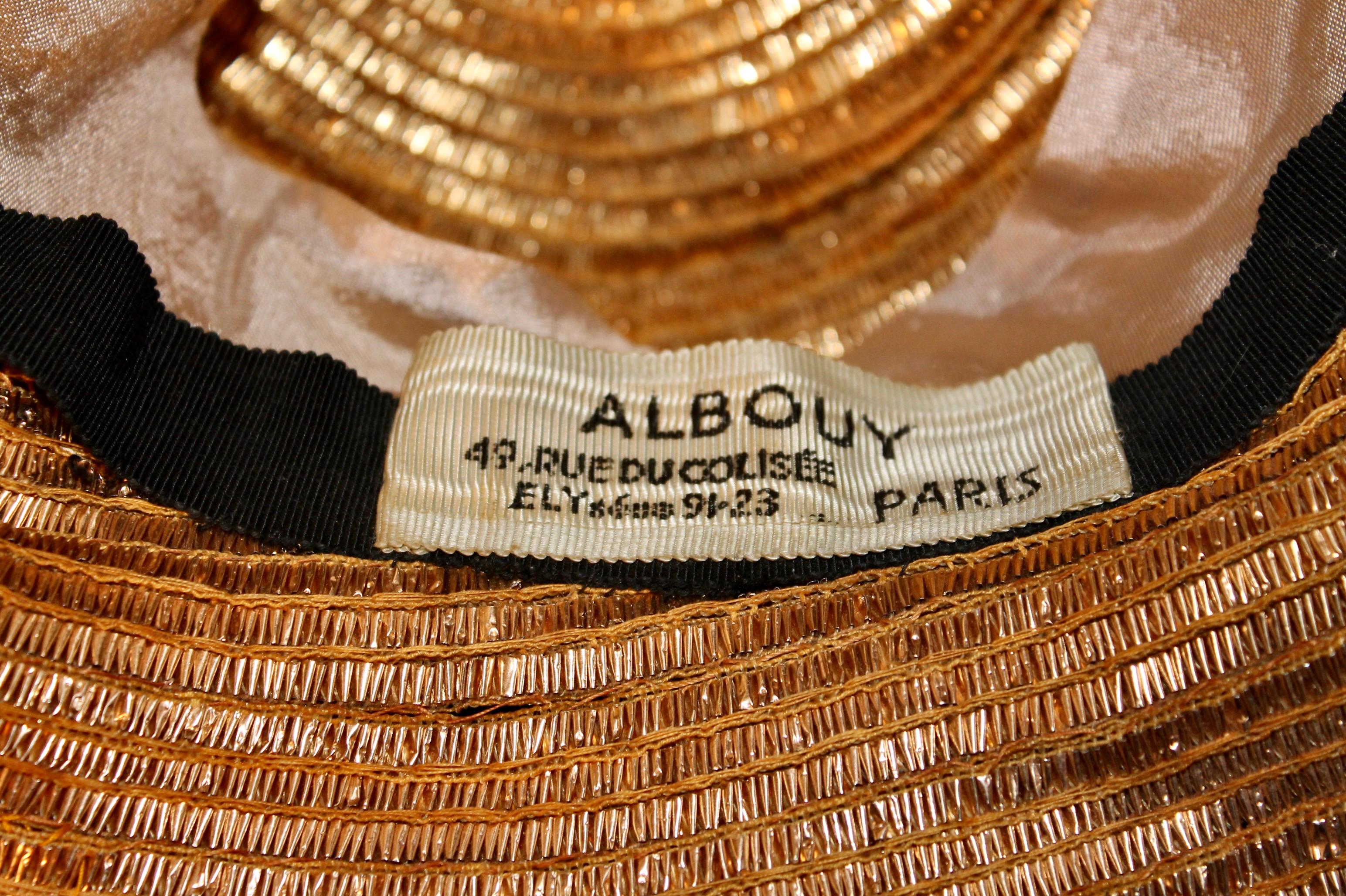 Original Gerard Albouy Woven Brass Hat 1940's For Sale 7