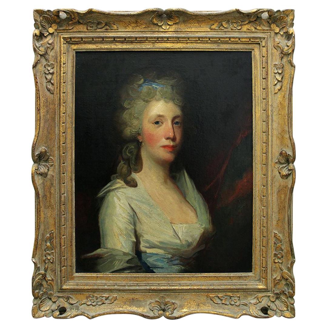 Original Gilbert Stuart Oil Painting Portrait of Henrietta Hillegas, ca. 1796
