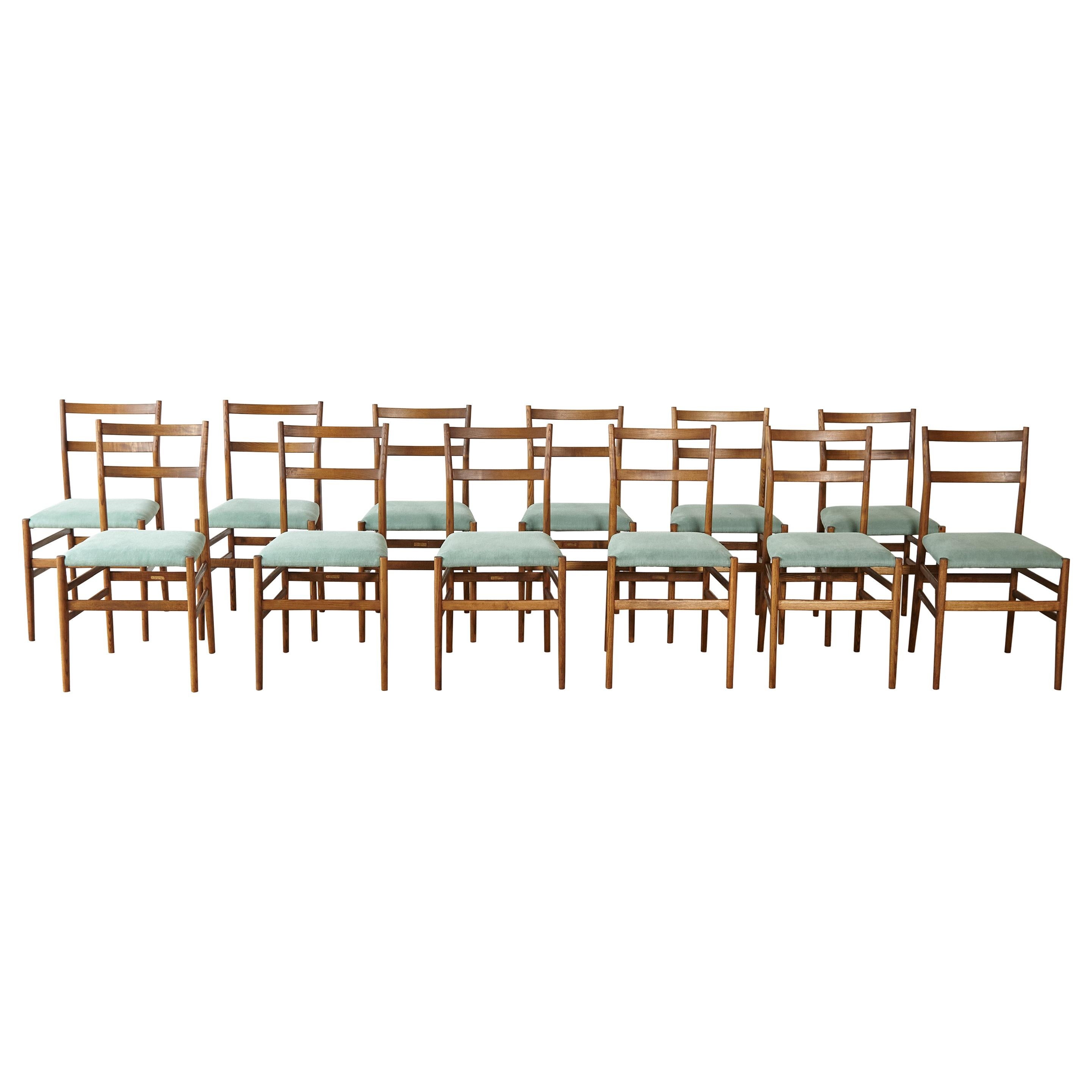 A Set of 12 Gio Ponti Leggera Model 646 Dining Chairs for Cassina, Italy, 1950s