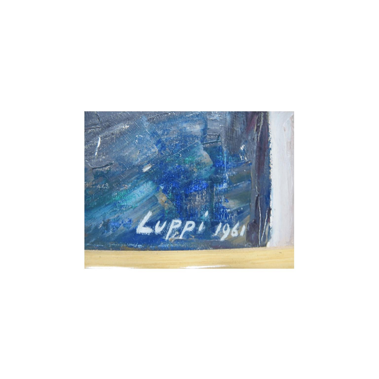Mid-20th Century Original Giorgio Luppi Expressionism Oil Painting For Sale